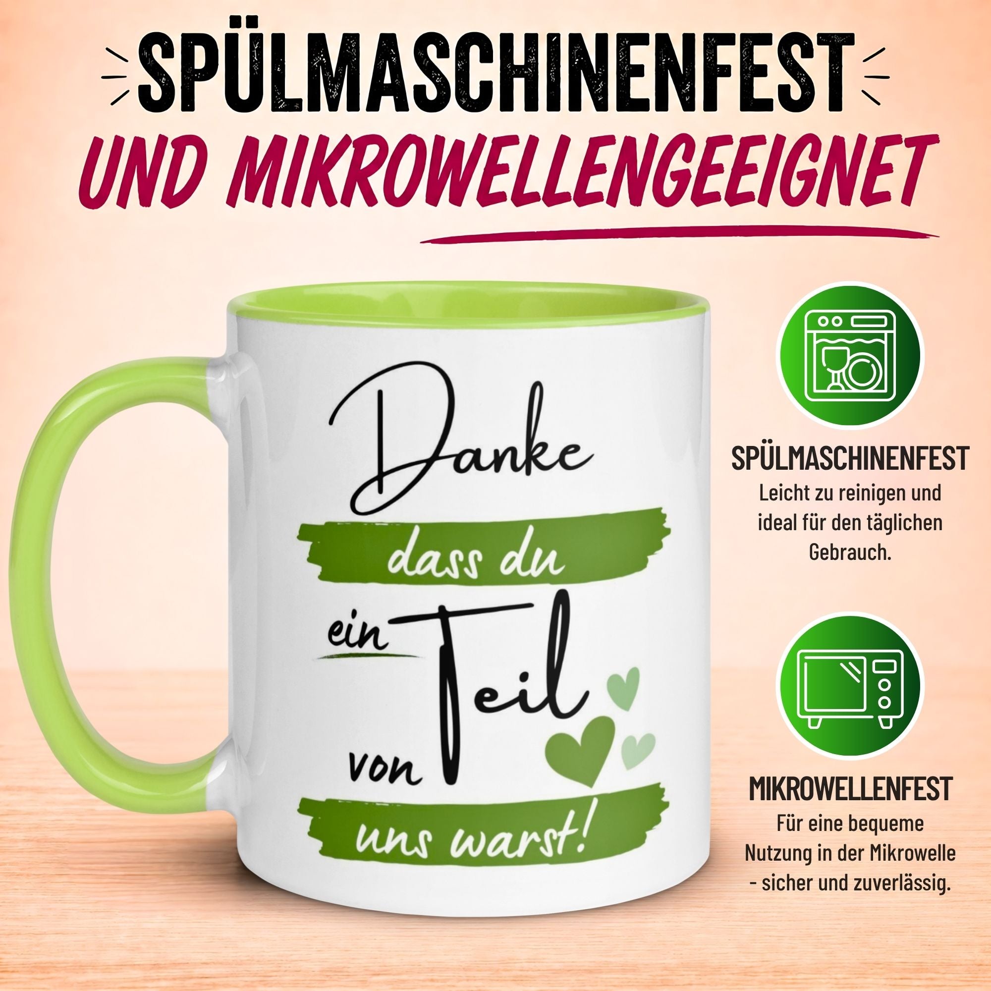 Tasse Abschied – „Danke dass du ein Teil von uns warst“ – Geschenk zum Abschied Kollegen