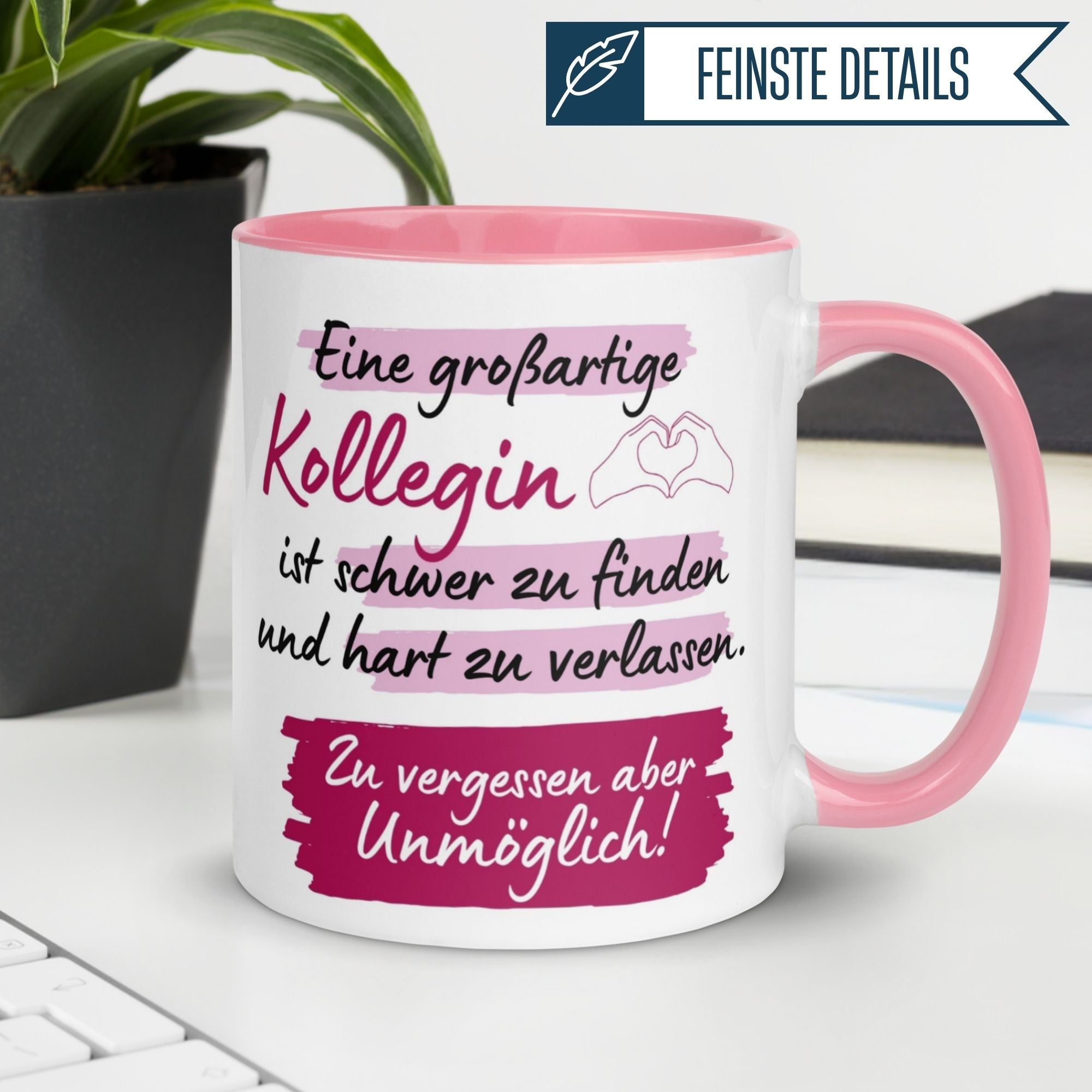 Momentals Tasse für Kollegin mit herzlichem Spruch, ideal als Dankeschön-Geschenk.