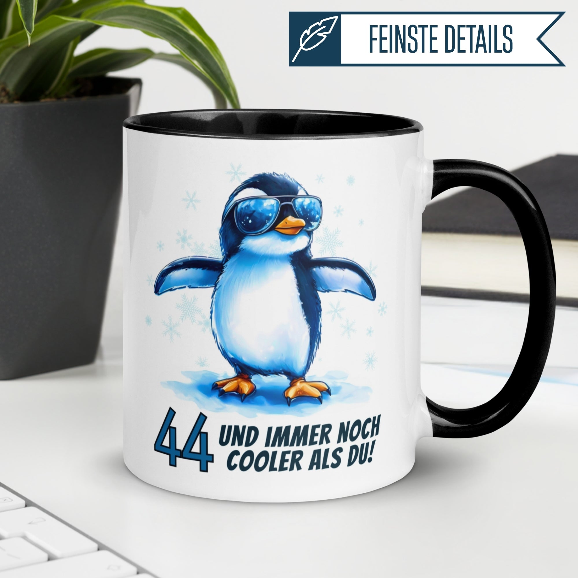 Momentals® Tasse 44. Geburtstag | Pinguin & Spruch | 44 und immer noch cooler als du