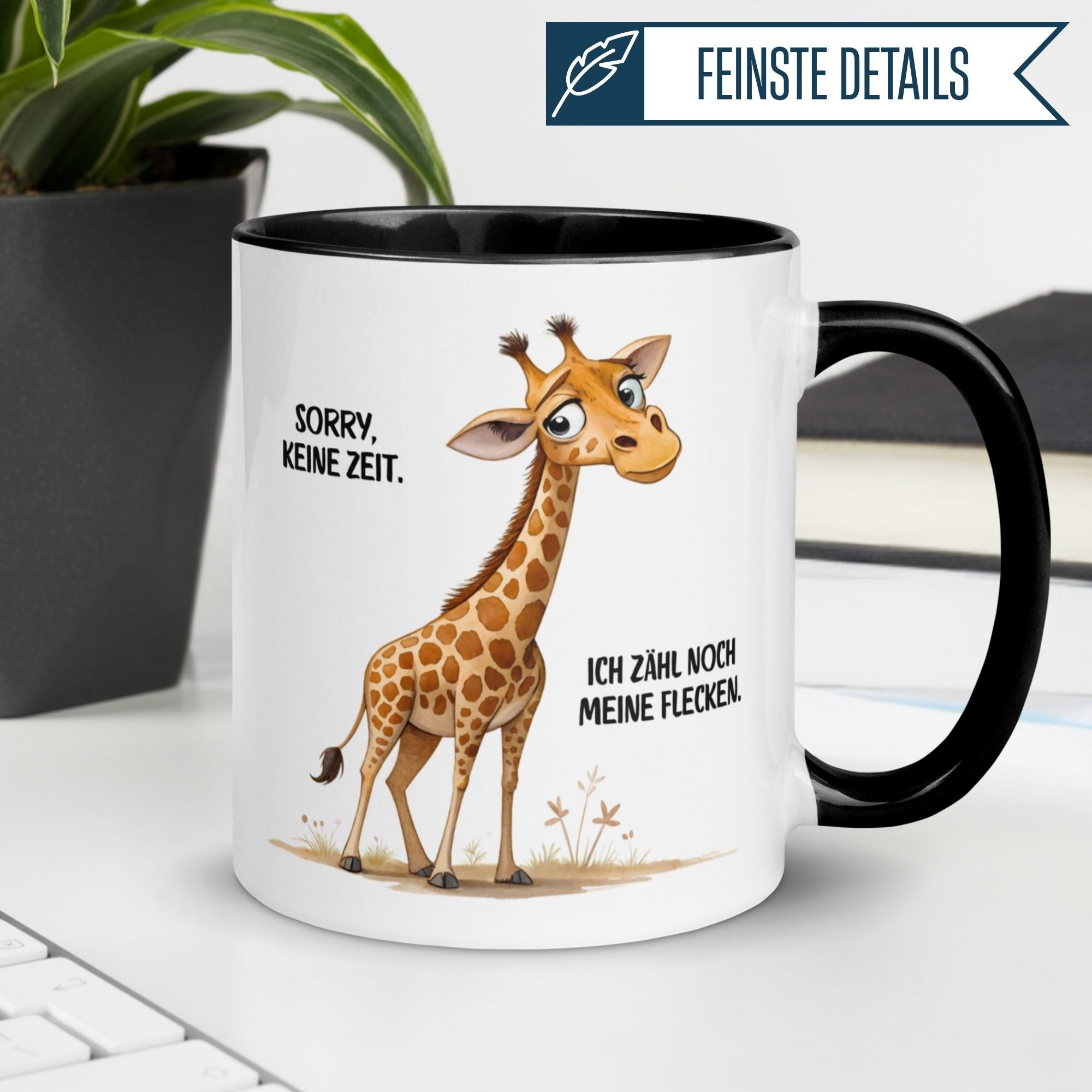 Tasse Giraffe – „Sorry keine Zeit“ – lustiger Giraffen Geschenk Becher