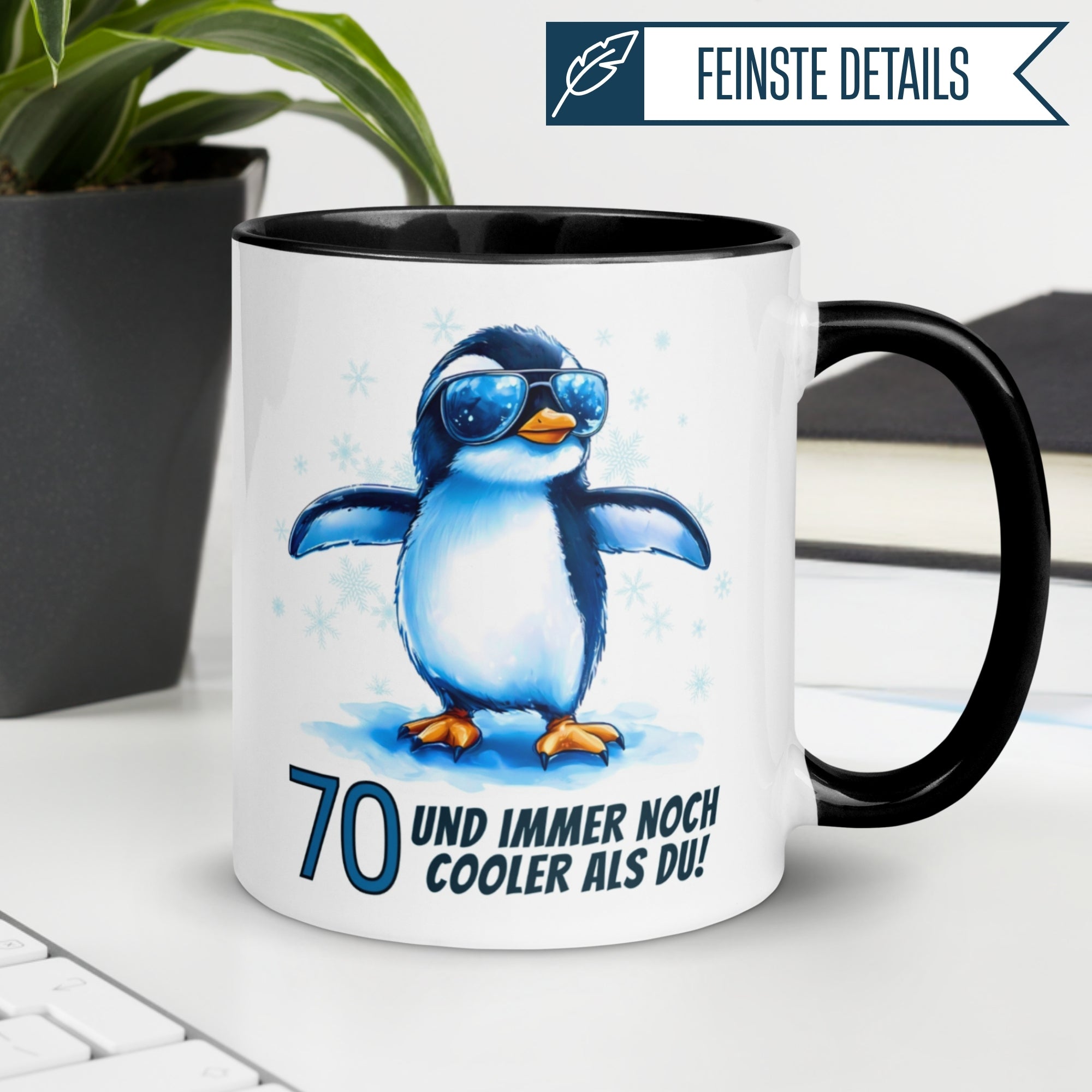 Momentals® Tasse 70. Geburtstag | Pinguin & Spruch | 70 und immer noch cooler als du