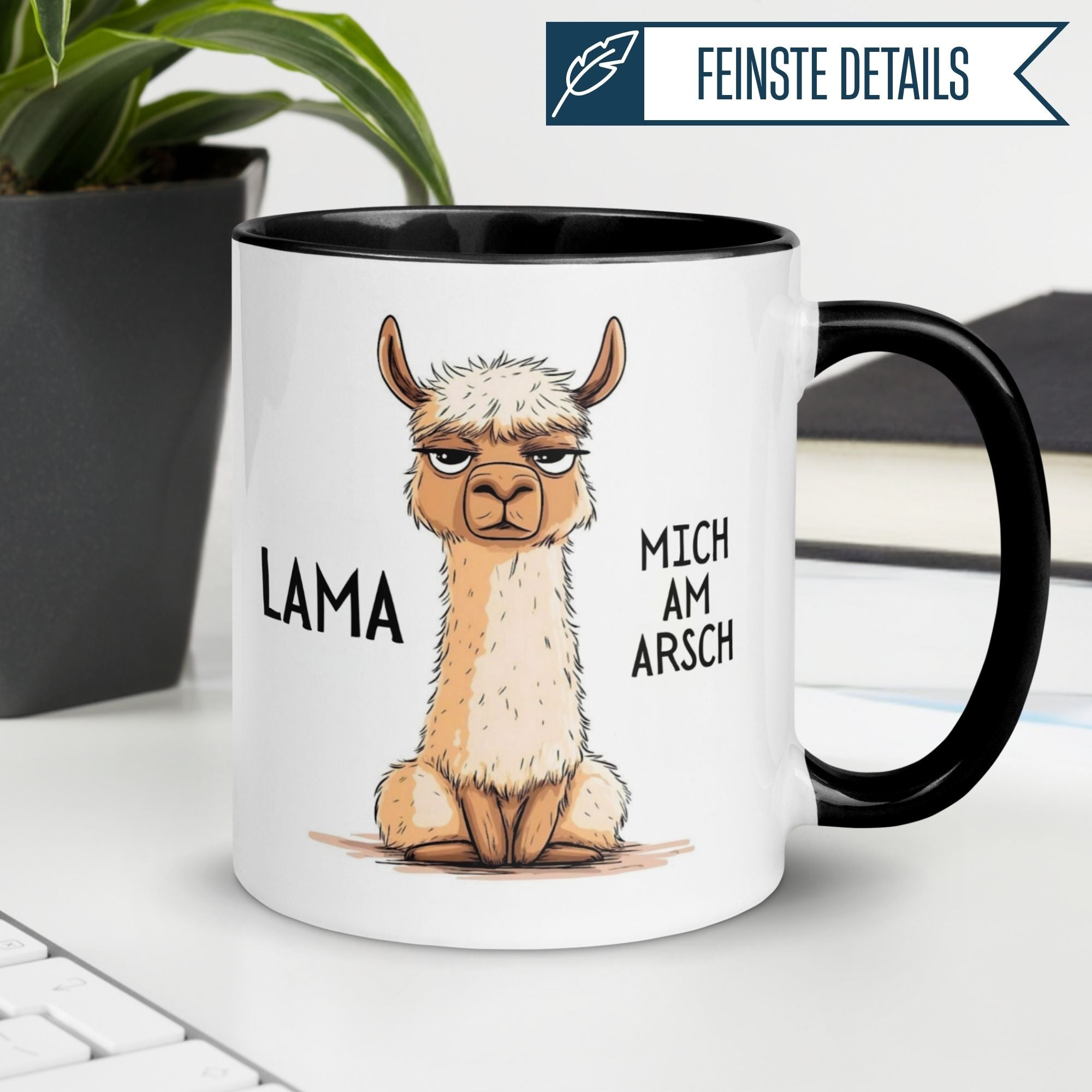Tasse Lama – „Lama mich am Arsch“ – lustiger Geschenk Becher für Morgenmuffel
