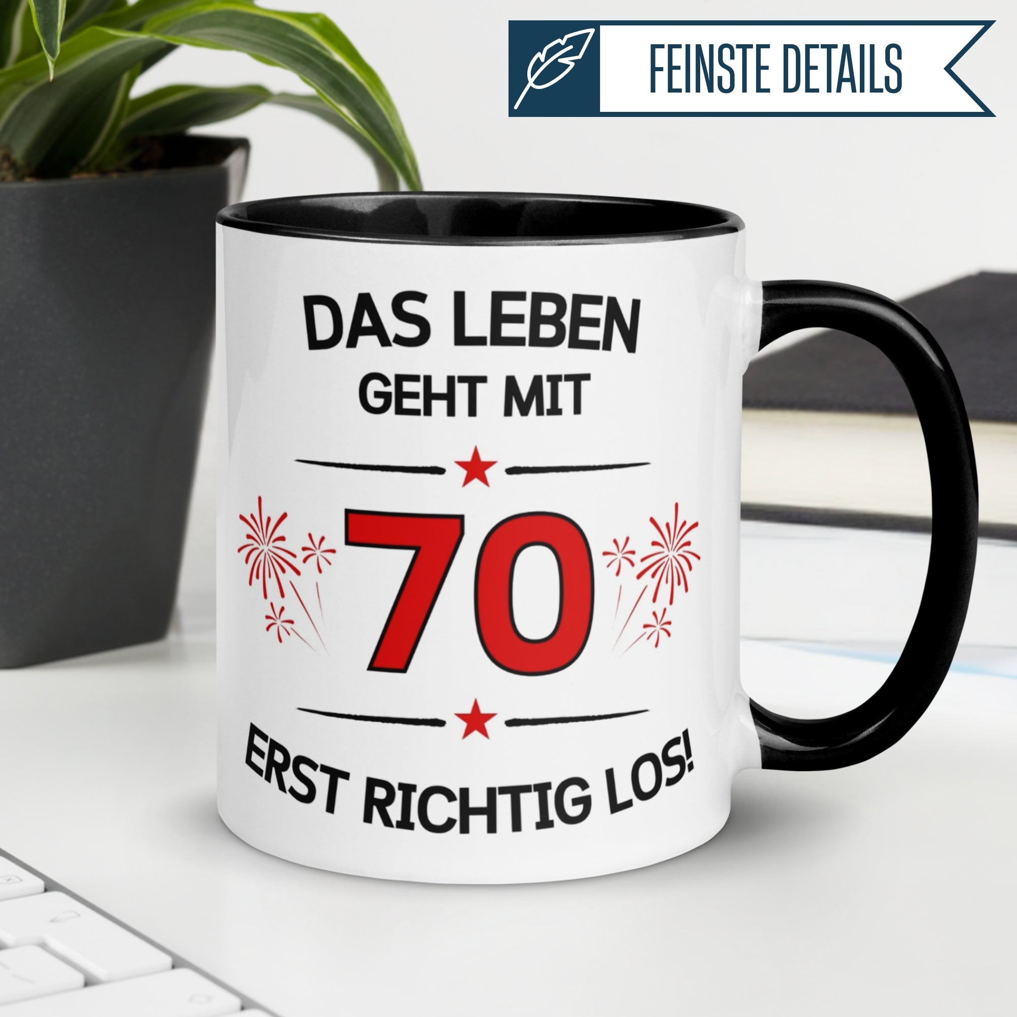 Tasse 70. Geburtstag Mann Frau – „Das Leben geht mit 70 erst Los“ – Geschenk zum Geburtstag Männer Frauen