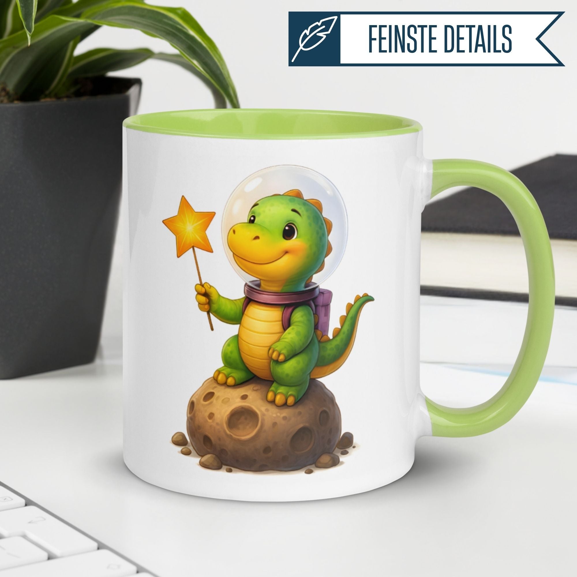 Tasse Dinosaurier – „Astronaut“ – Dino im Weltall Geschenk Becher