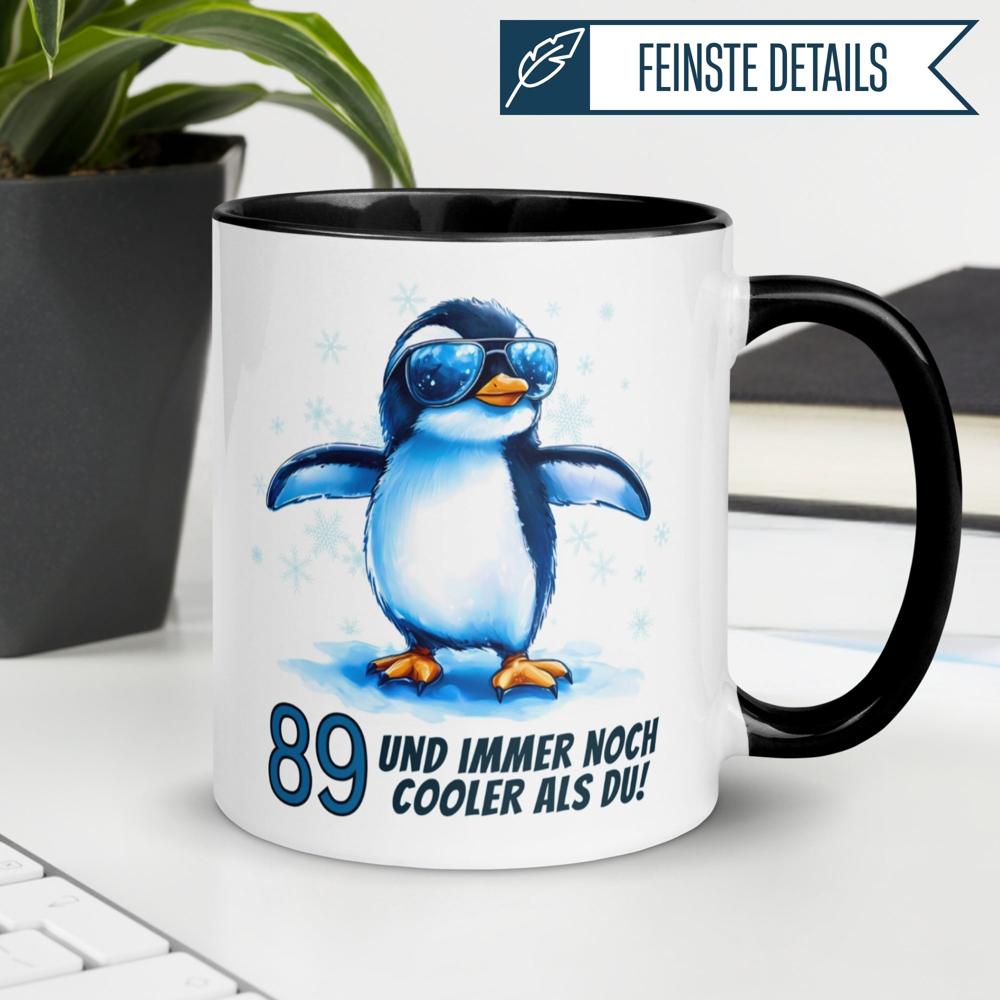 Momentals® Tasse 89. Geburtstag | Pinguin & Spruch | 89 und immer noch cooler als du