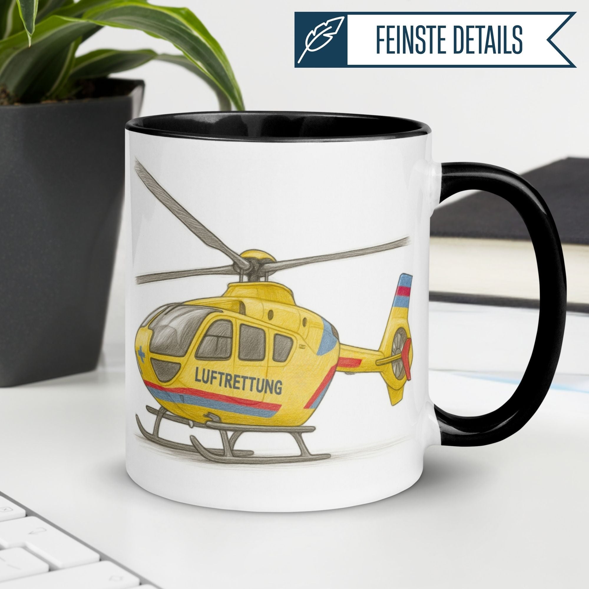 Momentals® Tasse | Rettungshubschrauber & Illustration | Luftrettung farbig
