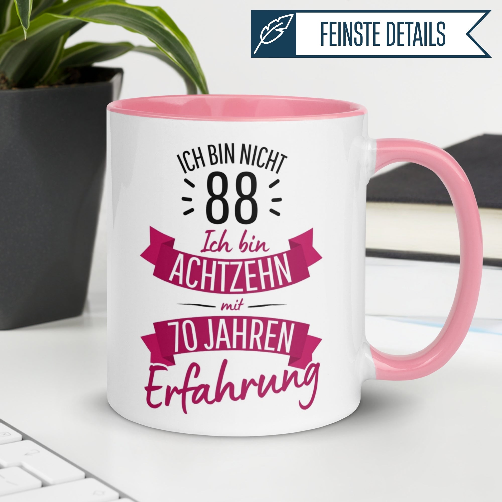 Momentals® Tasse 88. Geburtstag | Sarkasmus & Spruch | Ich bin nicht 88 – Ich hab Erfahrung