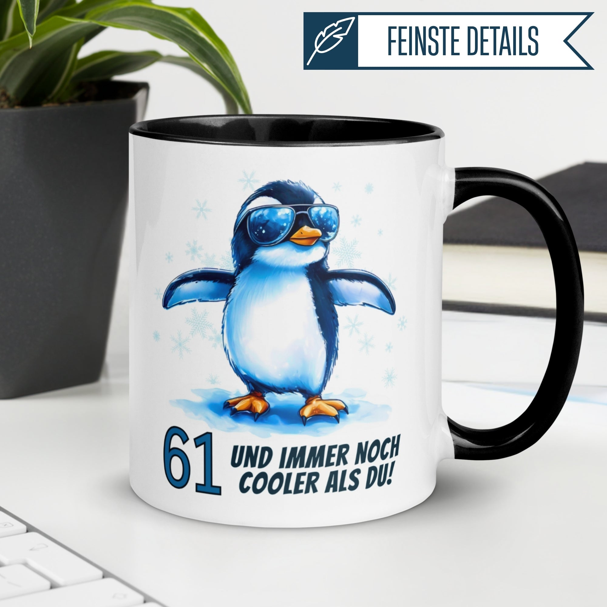 Momentals® Tasse 61. Geburtstag | Pinguin & Spruch | 61 und immer noch cooler als du