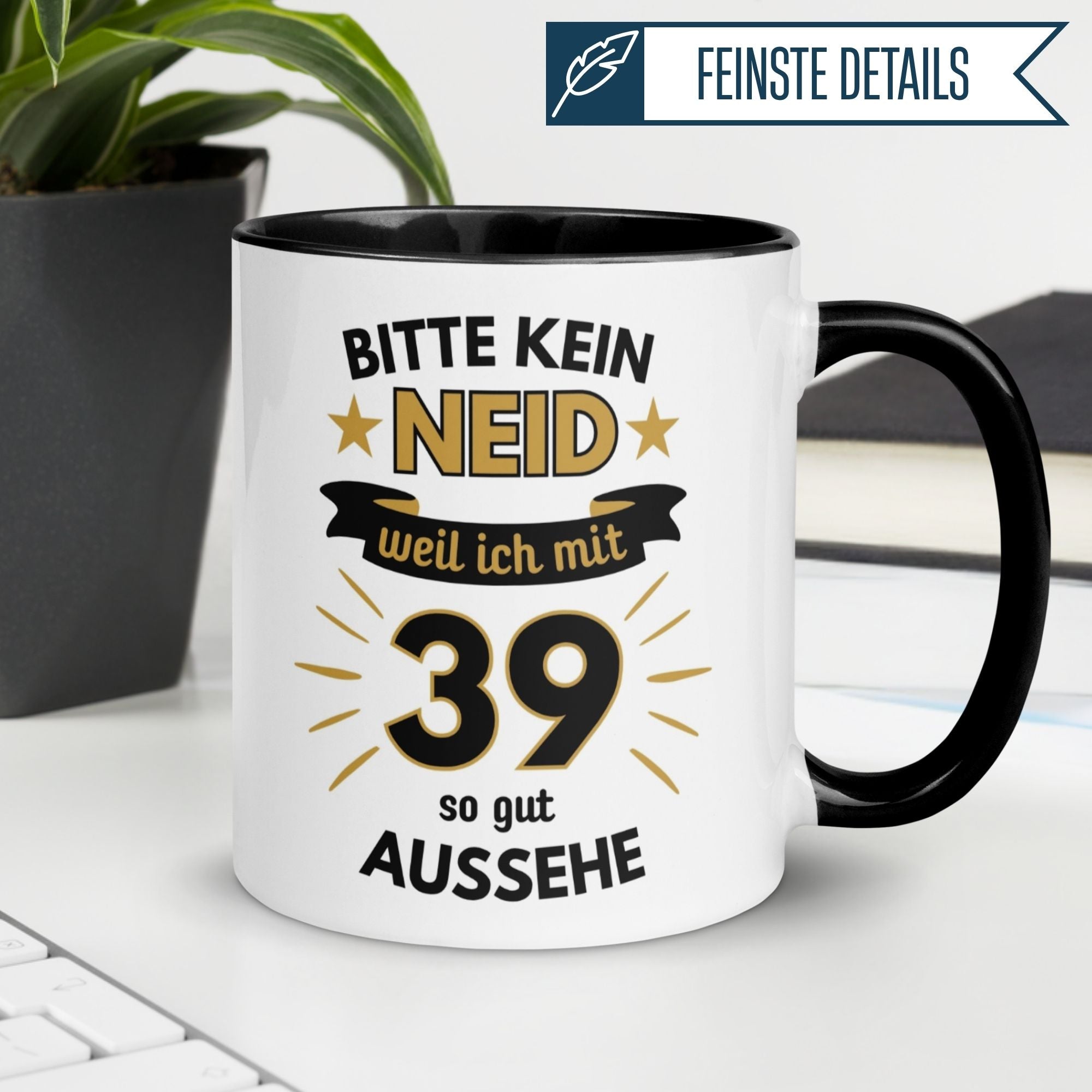 Momentals® Geburtstagstasse mit witzigem Spruch für 39. Geburtstag – ideal für humorvolle Feiern.