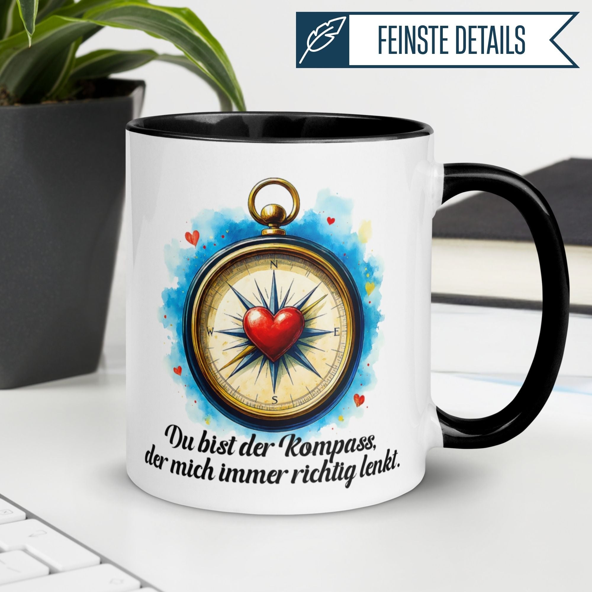 Momentals® Tasse Liebe | Kompass & Aquarellstil | Du lenkst mich immer richtig
