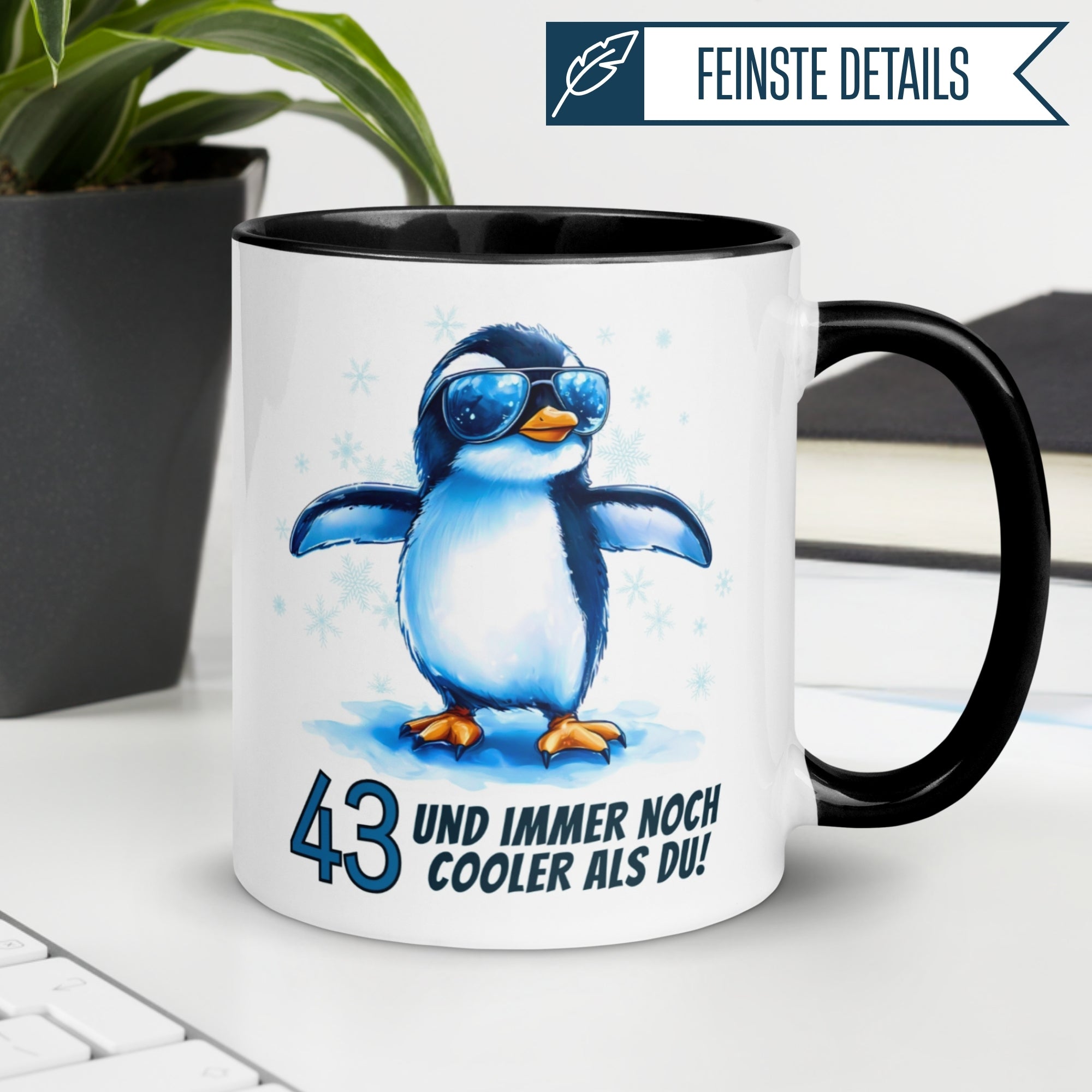 Momentals® Tasse 43. Geburtstag | Pinguin & Spruch | 43 und immer noch cooler als du