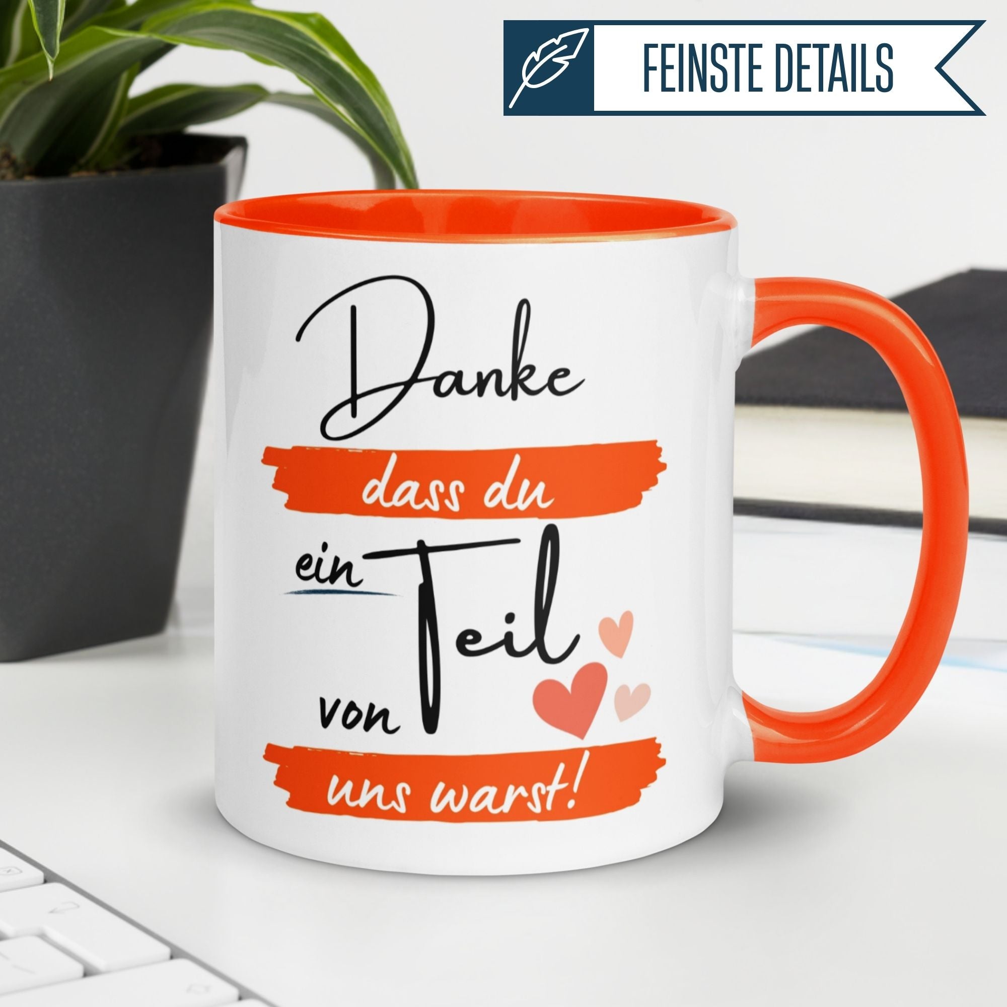 Momentals® Tasse Kollege | Herz & Spruch | Danke dass du ein Teil von uns warst