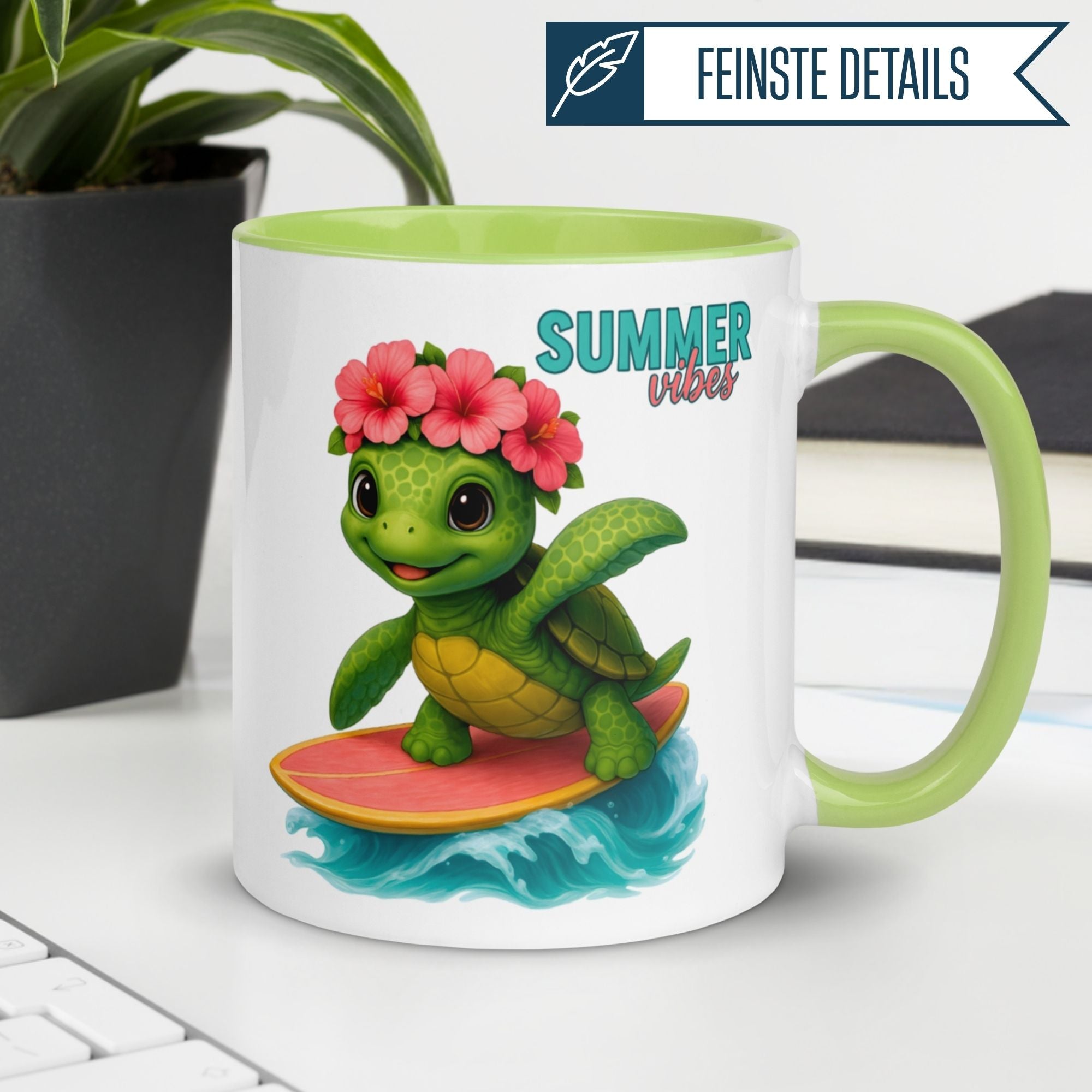 Schildkröte Tasse | Summer Vibes - Surfende Schildkröte