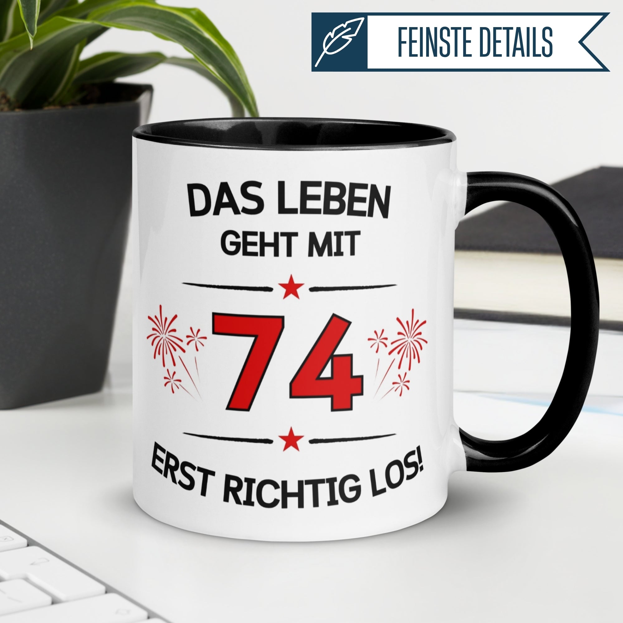 Tasse 74. Geburtstag Mann Frau – „Das Leben geht mit 74 erst Los“ – Geschenk zum Geburtstag Männer Frauen