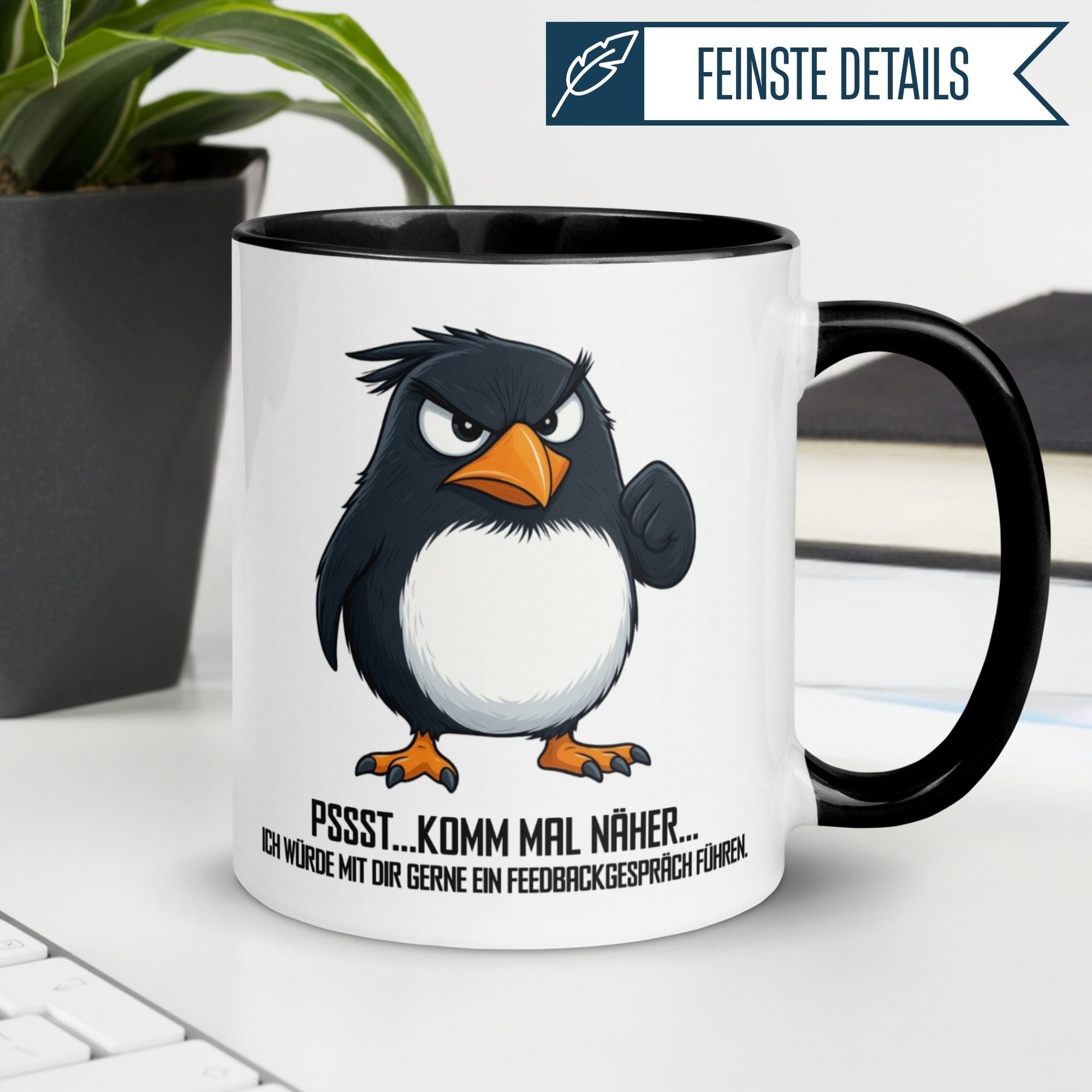 Momentals Tasse mit Pinguin-Motiv und Spruch für echte Morgenmuffel