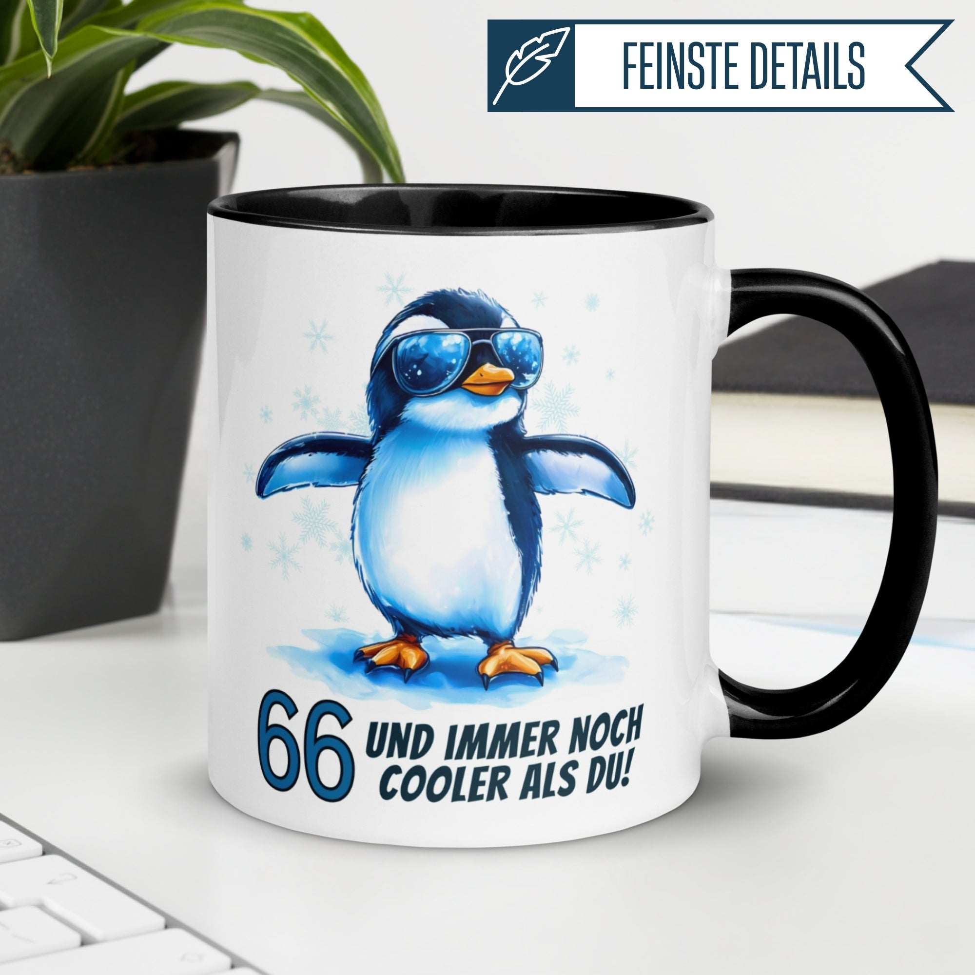 Momentals® Tasse 66. Geburtstag | Pinguin & Spruch | 66 und immer noch cooler als du