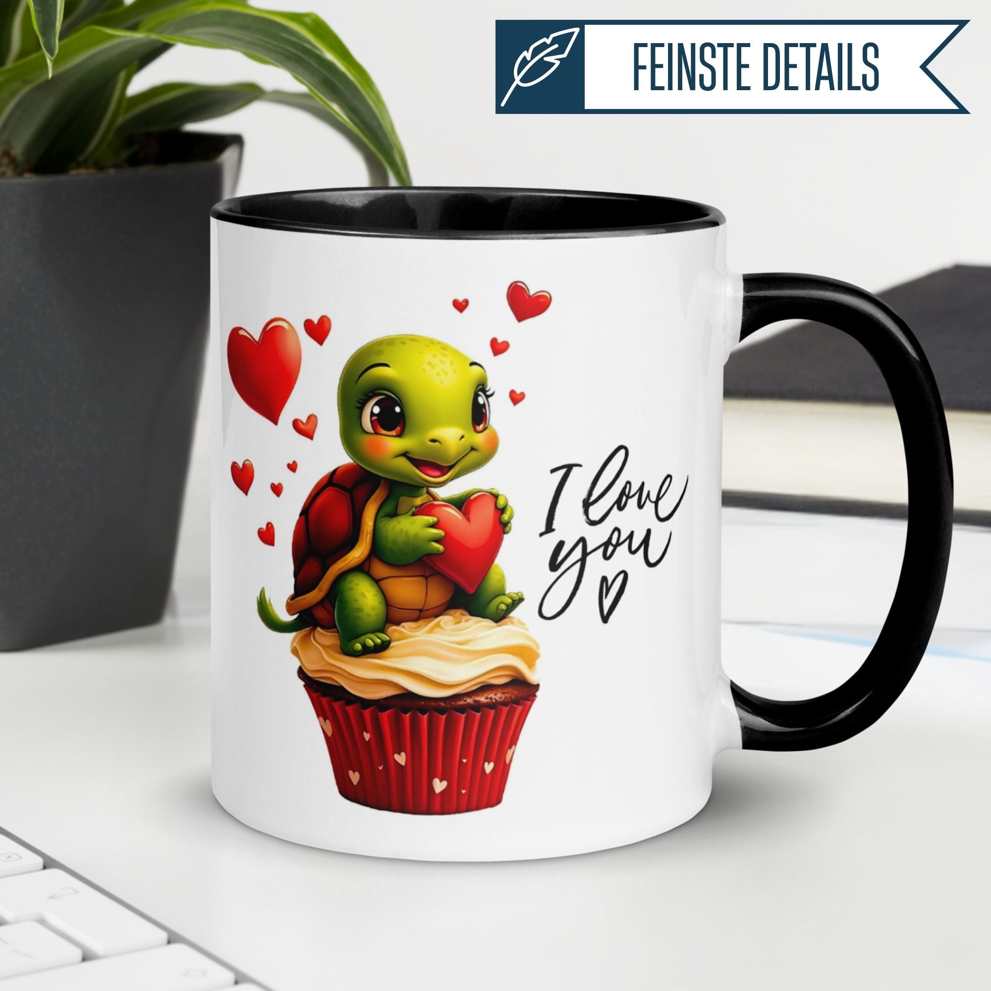 Tasse Liebe |Cupcake & Schildkröte | I love You mit Herzen