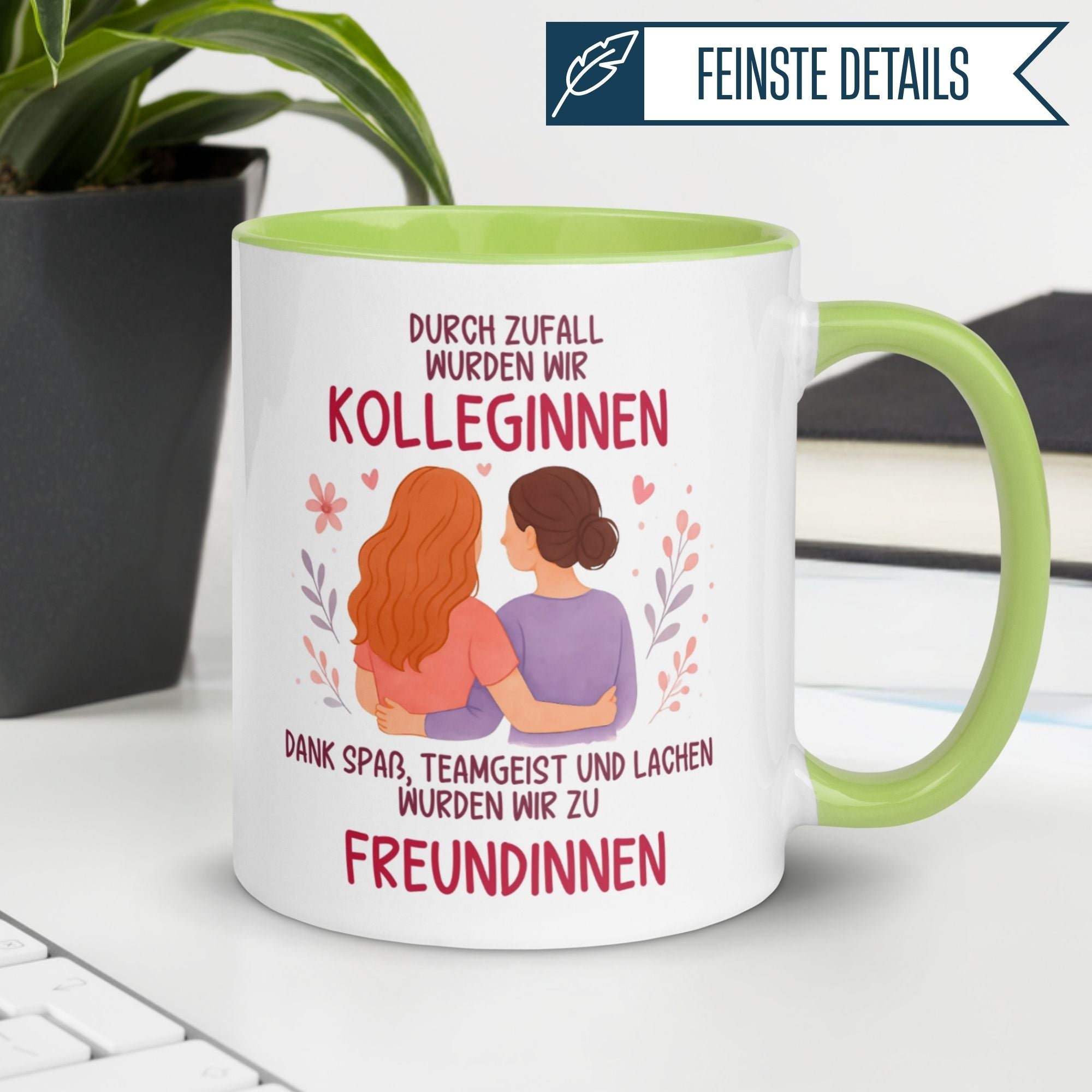 Momentals® Tasse Kollegin | Herzen & Spruch | Der Zufall machte uns zu Kolleginnen - Jetzt Freundinnen