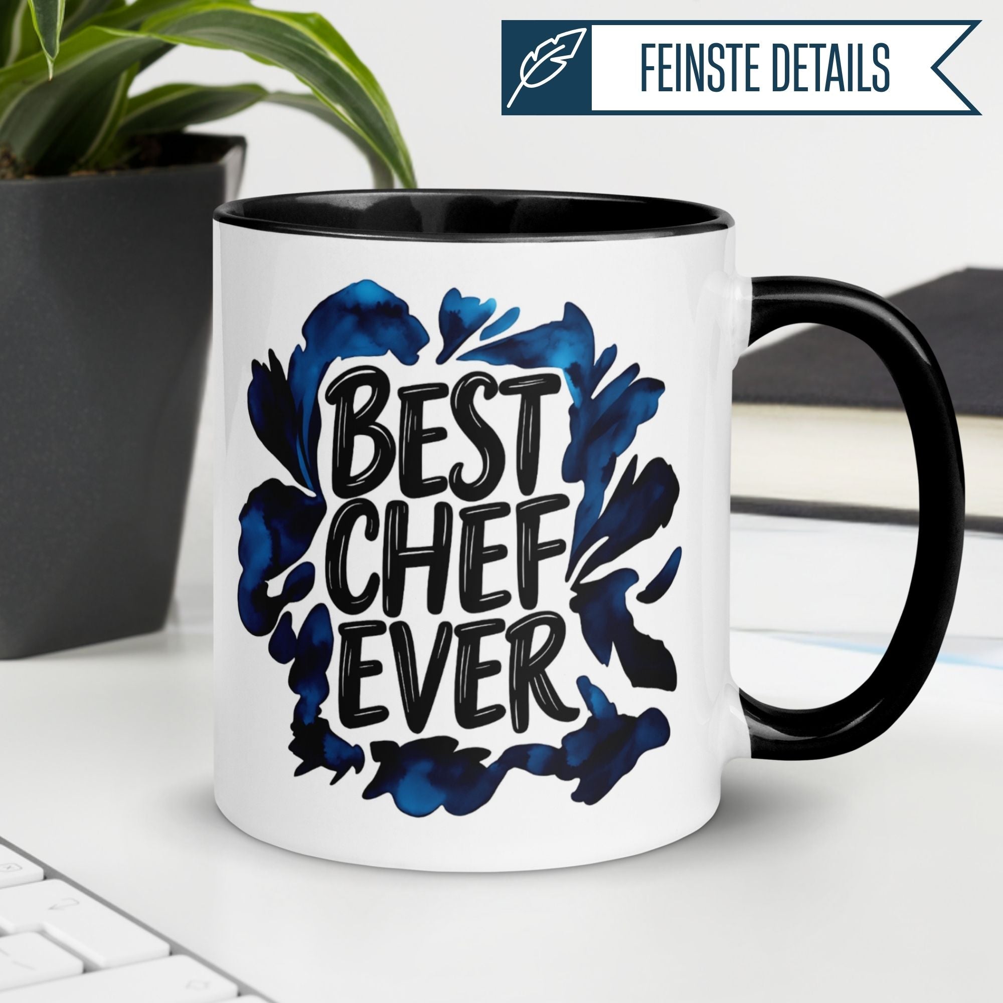 Momentals Tasse mit Aquarellmotiv "Best Chef Ever" für humorvolle Geschenke.