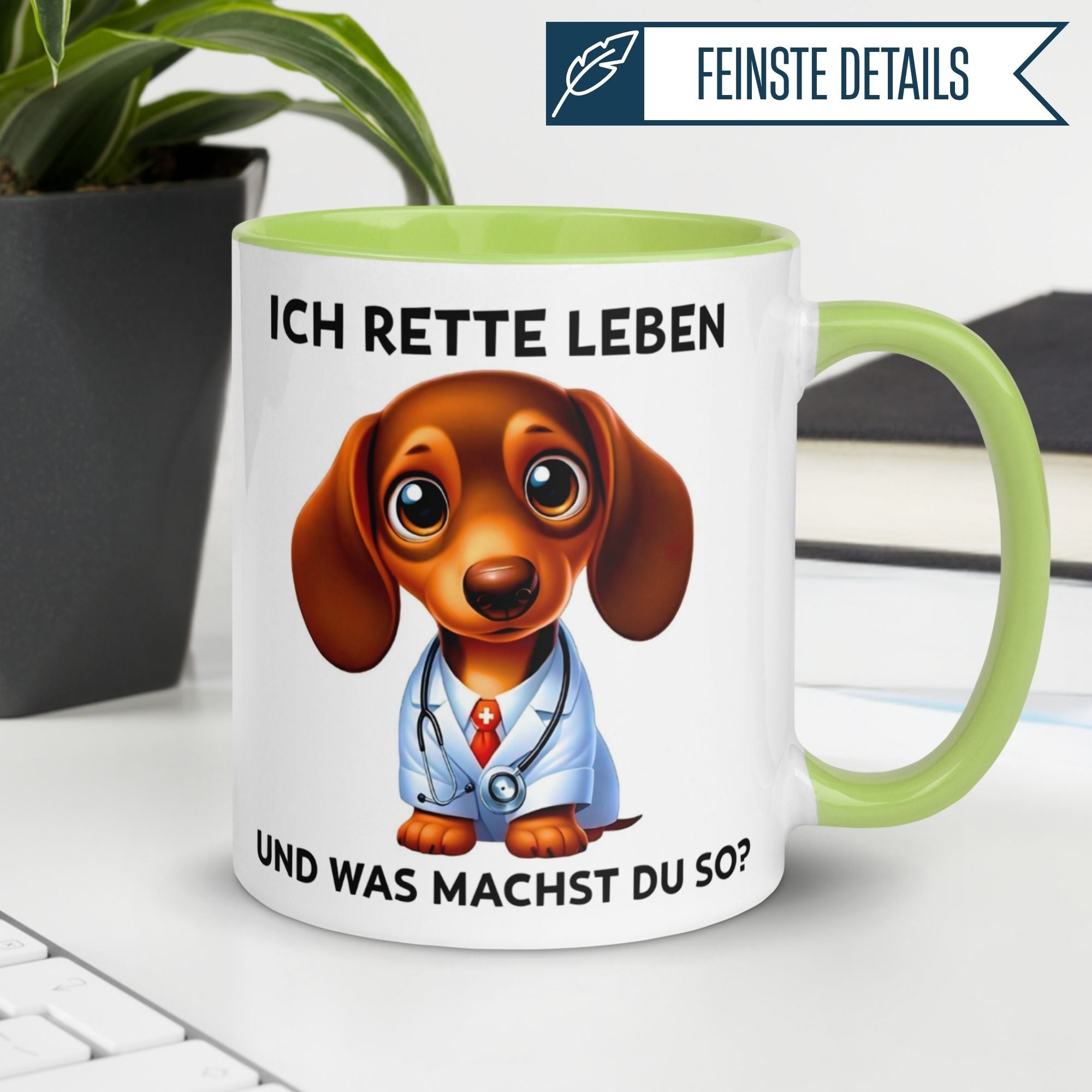 Momentals® Tasse | Dackel & Spruch | Ich rette Leben und was machst du so