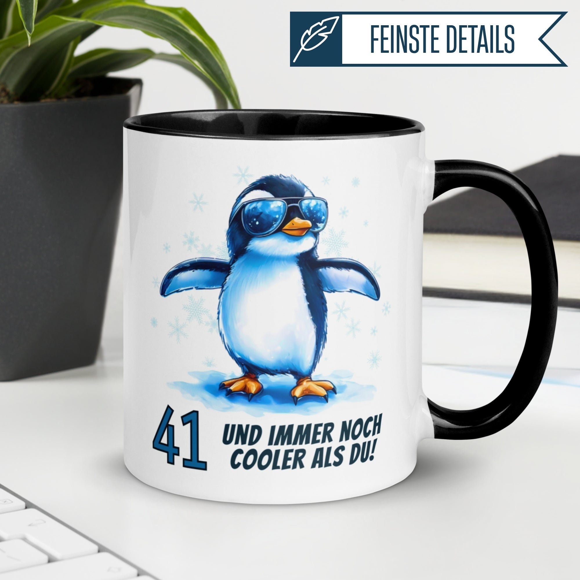 Momentals® Tasse 41. Geburtstag | Pinguin & Spruch | 41 und immer noch cooler als du