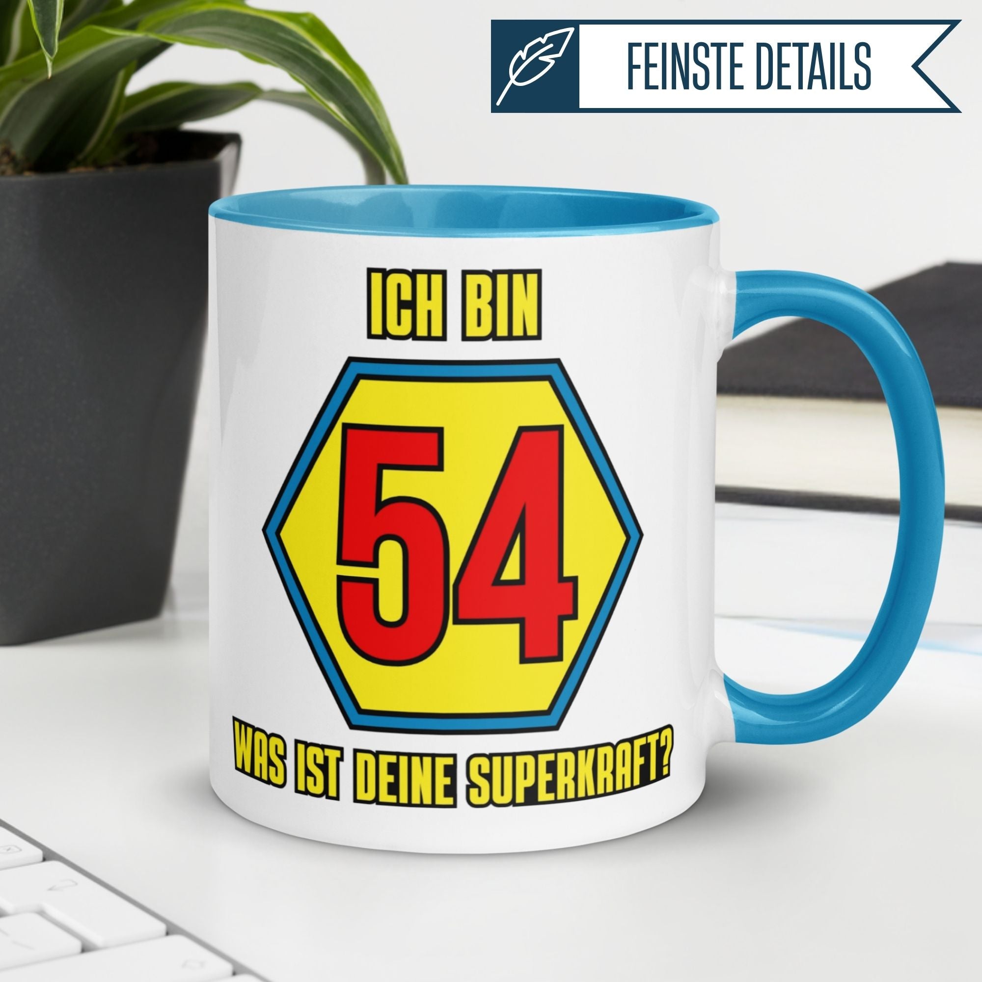 Momentals® Tasse 54. Geburtstag | Superheld & Spruch | Ich bin 54 und was ist deine Superkraft