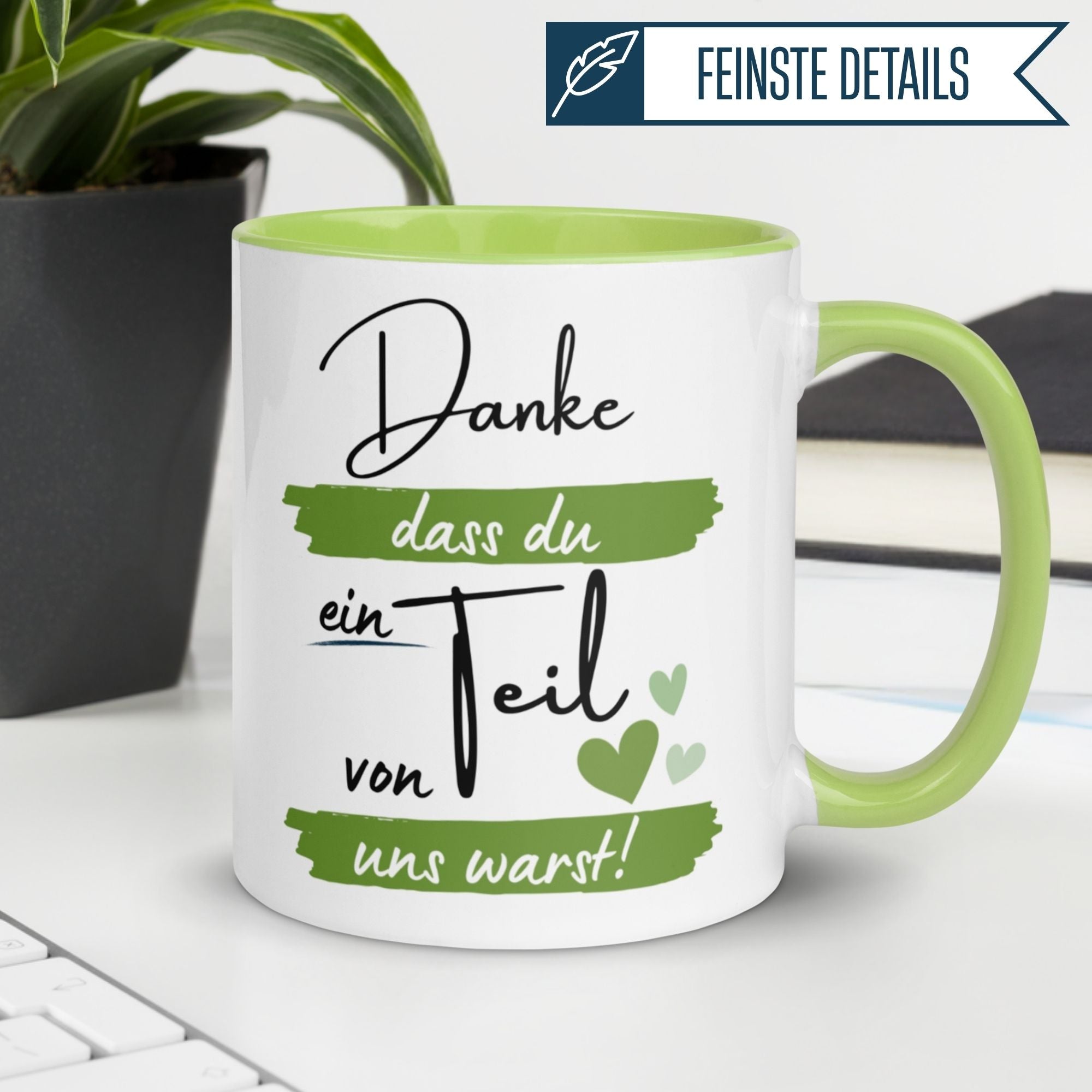 Momentals® Tasse Kollegin | Herz & Spruch | Danke dass du ein Teil von uns warst