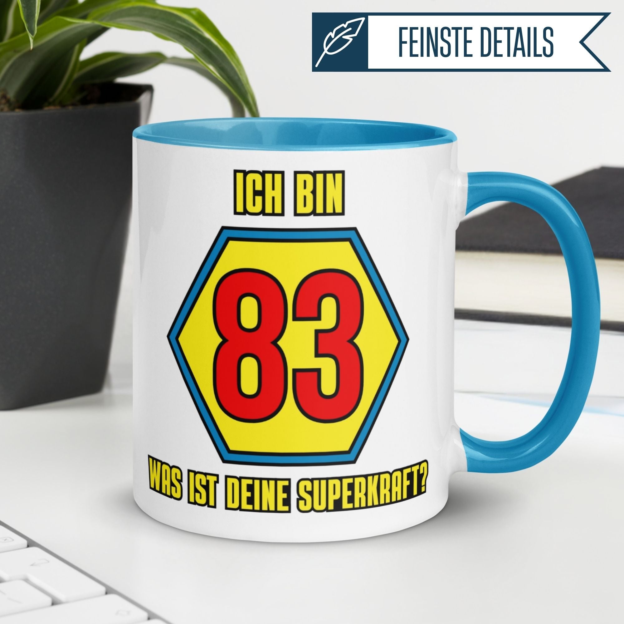 Momentals® Tasse 83. Geburtstag | Superheld & Spruch | Ich bin 83 und was ist deine Superkraft