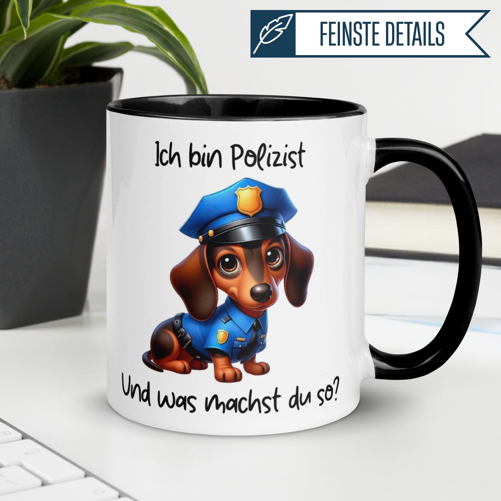 Tasse Dackel – „Ich bin Polizist“ – lustiger Polizei Geschenk Becher