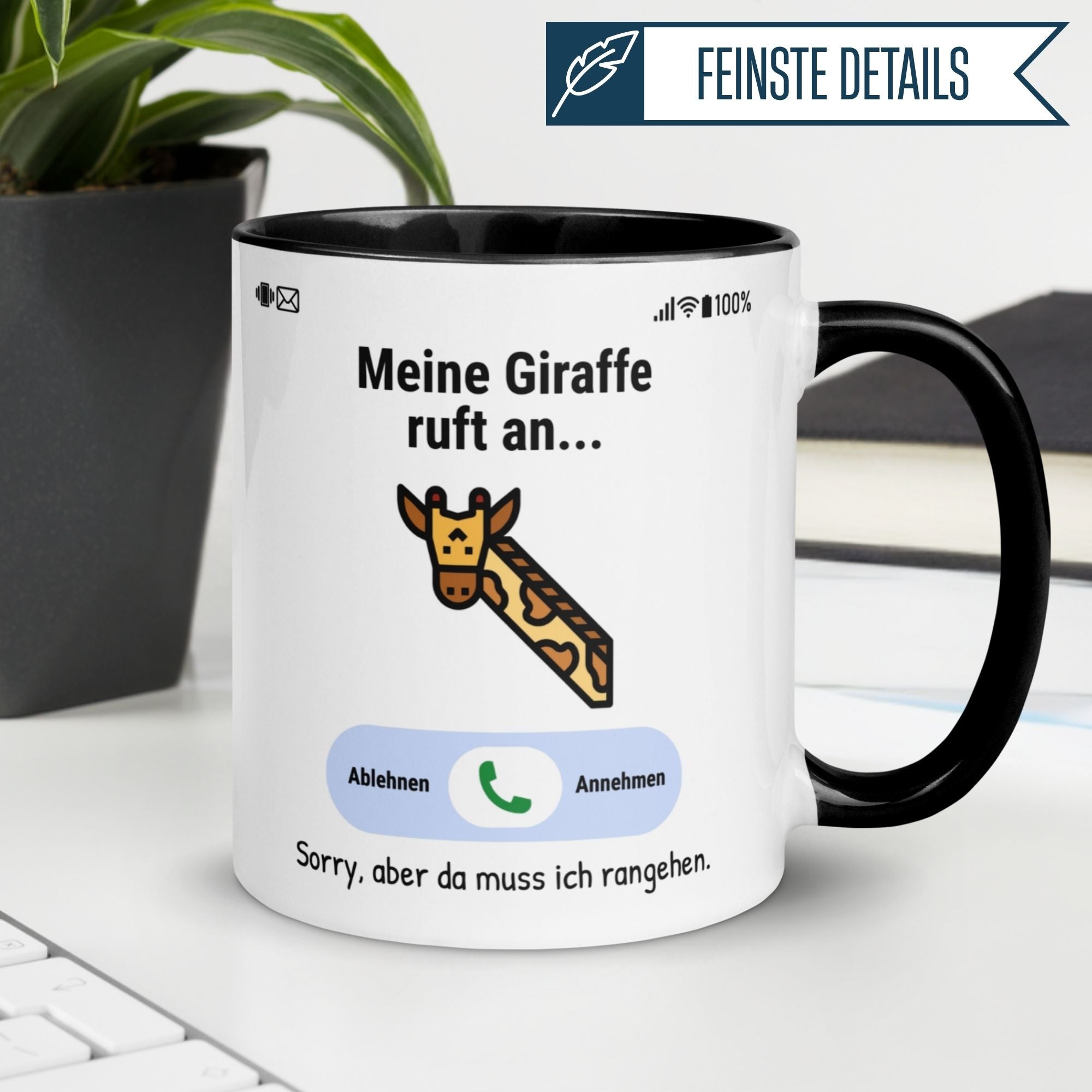 Tasse Giraffe – „Meine Giraffe ruft an“ – lustiger Giraffen Geschenk Becher