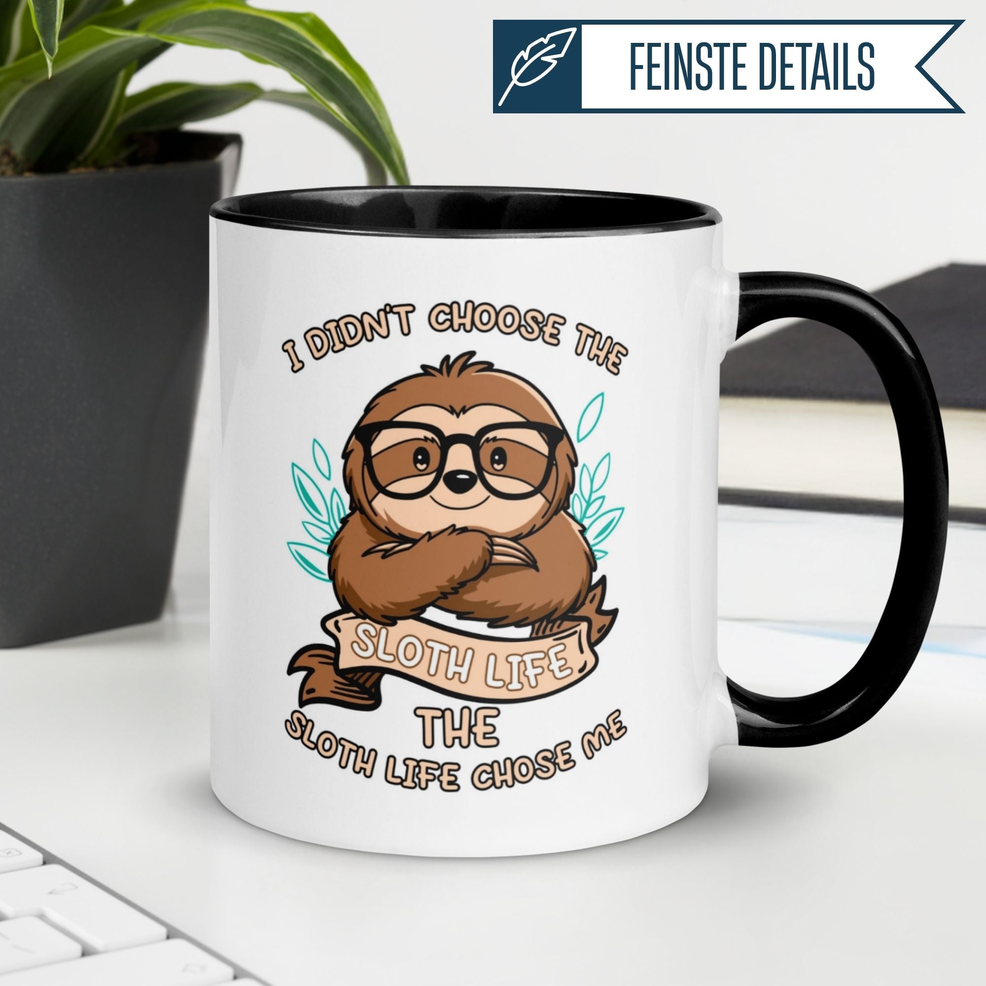 Momentals® Tasse mit Faultier: "I didn't choose the sloth life", coole Tierfreunde-Themenmotive.