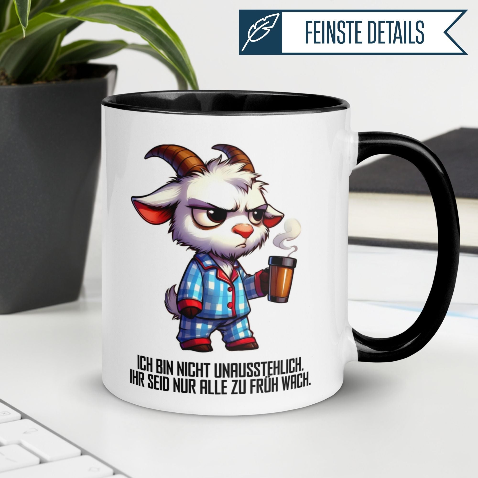Momentals Tasse mit einem witzigen Ziegen-Motiv und der Aufschrift: "Ich bin nicht unausstehlich".