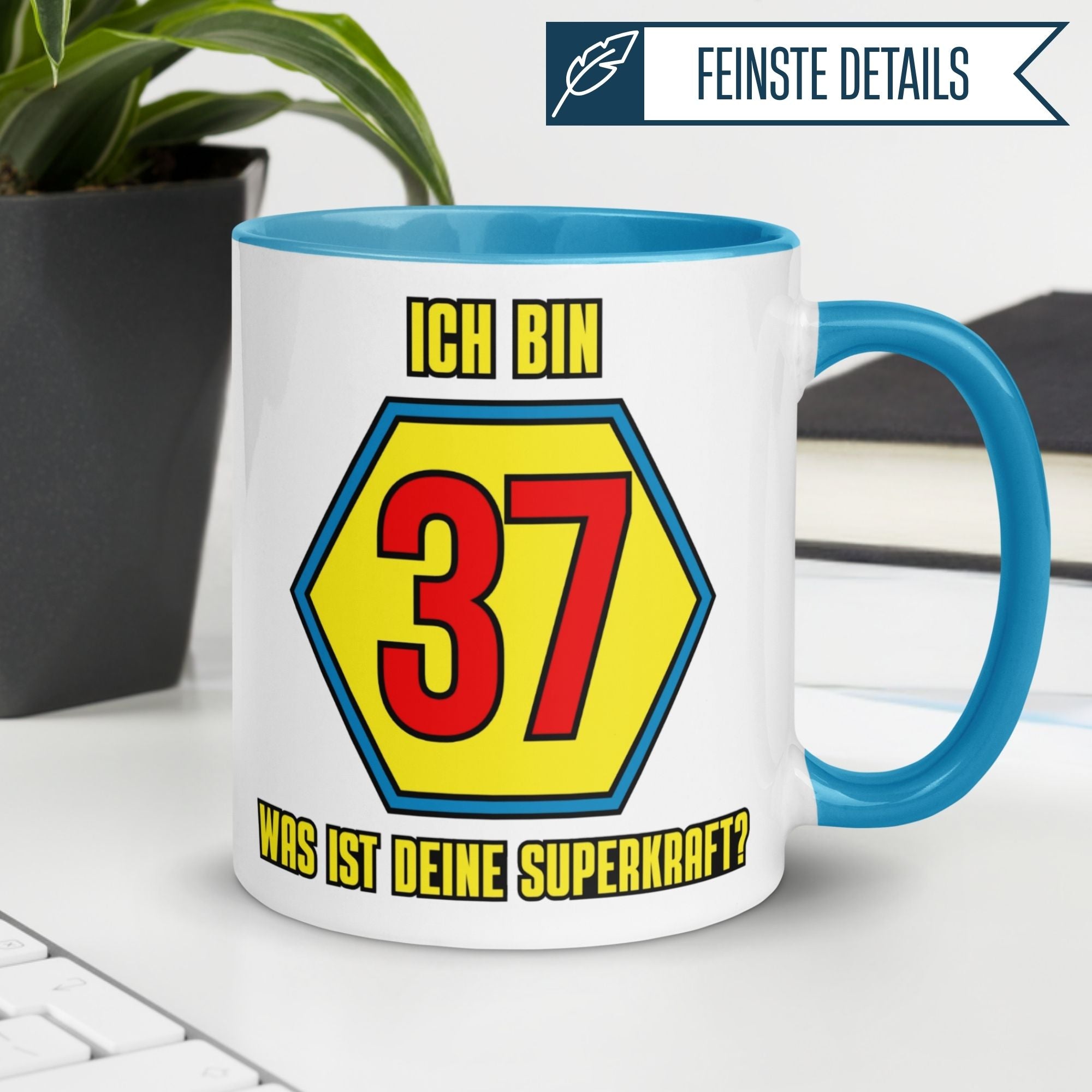 Momentals® Tasse 37. Geburtstag | Superheld & Spruch | Ich bin 37 und was ist deine Superkraft