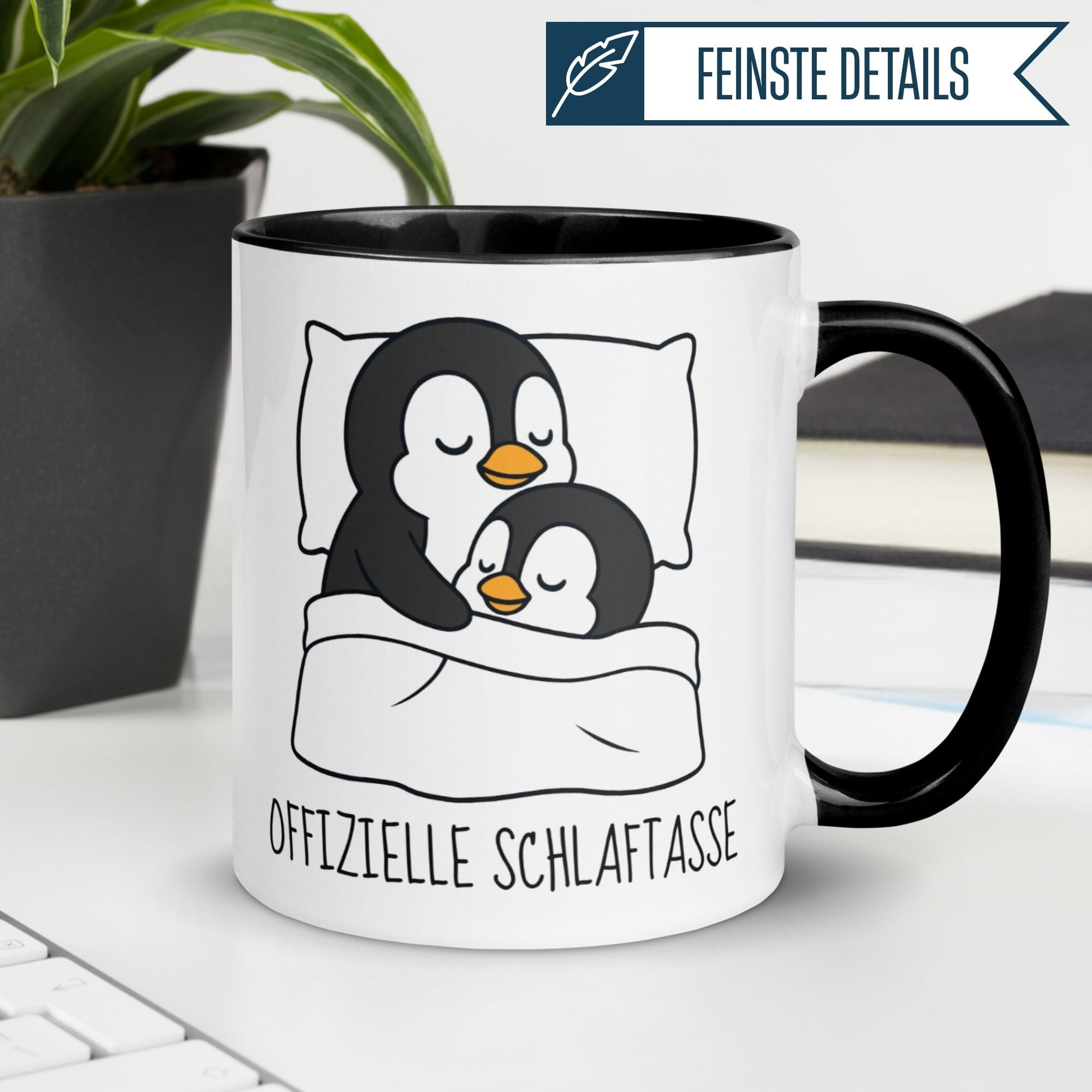 Tasse Pinguin – „Offizielle Schlaftasse“ – lustiger Geschenk Becher für Schlafanzug Fans