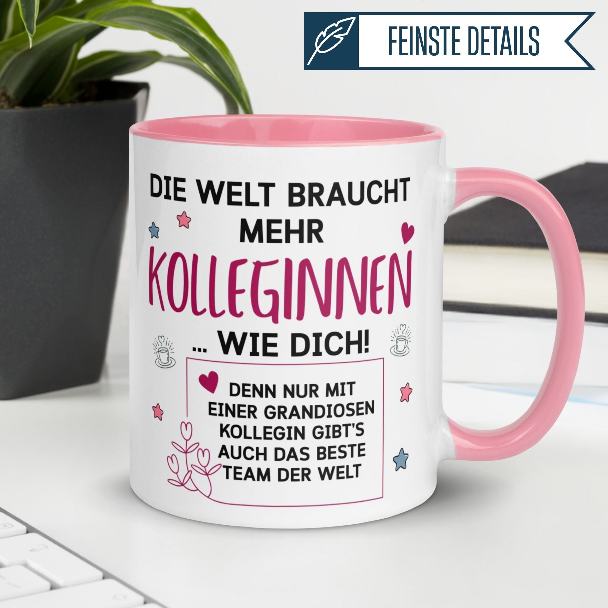 Momentals Tasse für Kolleginnen mit bunten Sternen und Herzchen, Dankeschön und Wertschätzung zeigen.