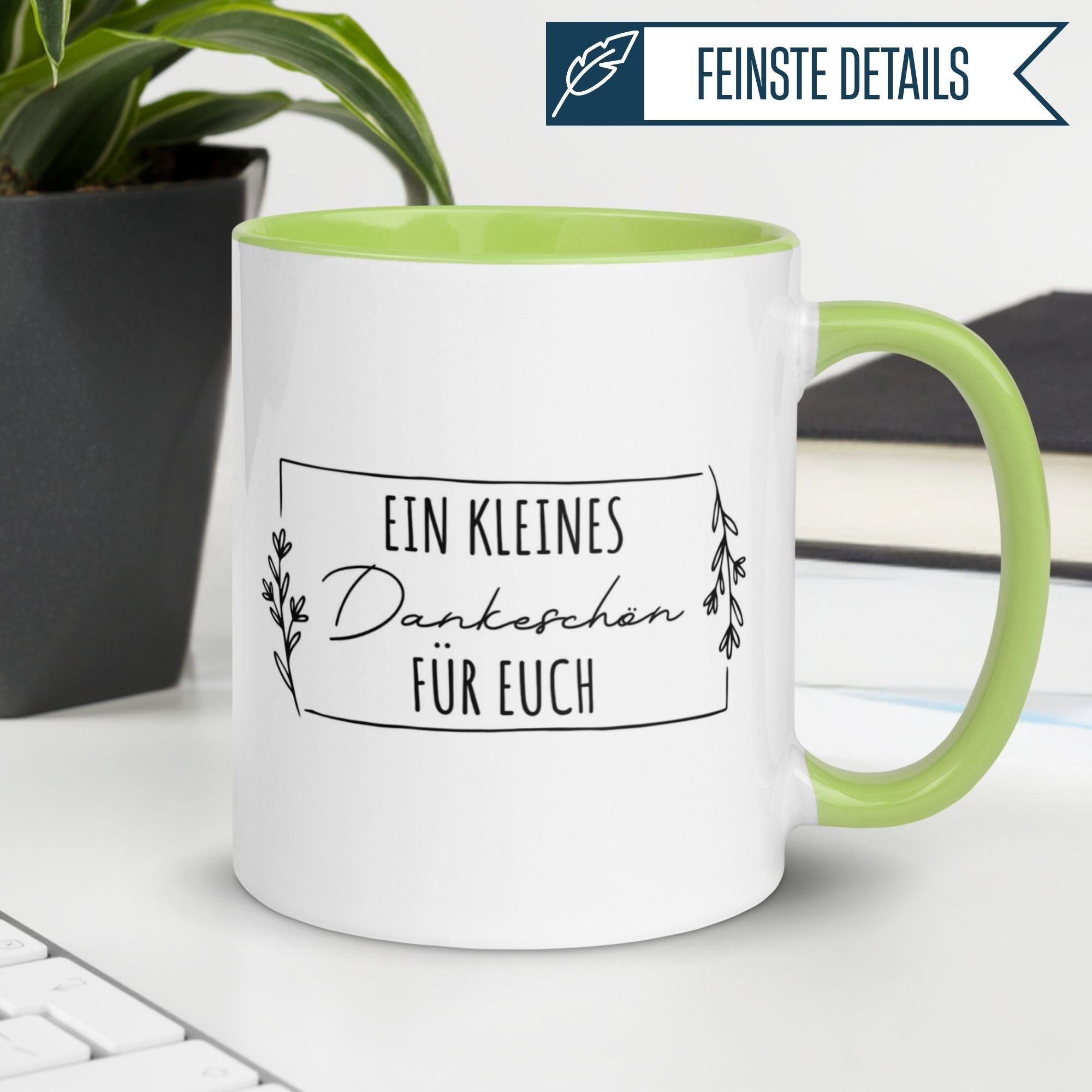 Momentals® Tasse Danke mit Zweigen, perfekte Geschenkidee für Wertschätzung und Kaffee-Pausen.
