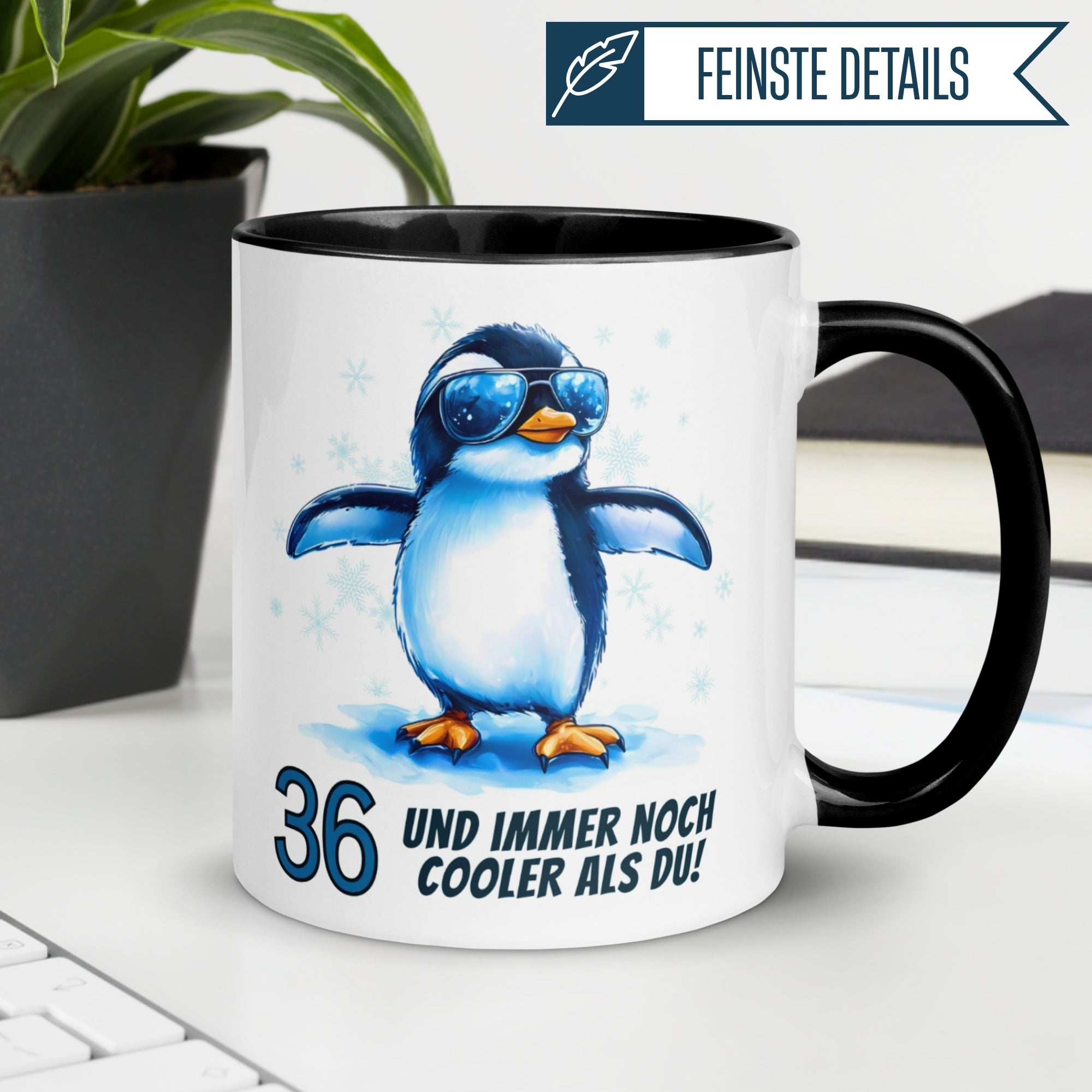 Momentals® Tasse 36. Geburtstag | Pinguin & Spruch | 36 und immer noch cooler als du