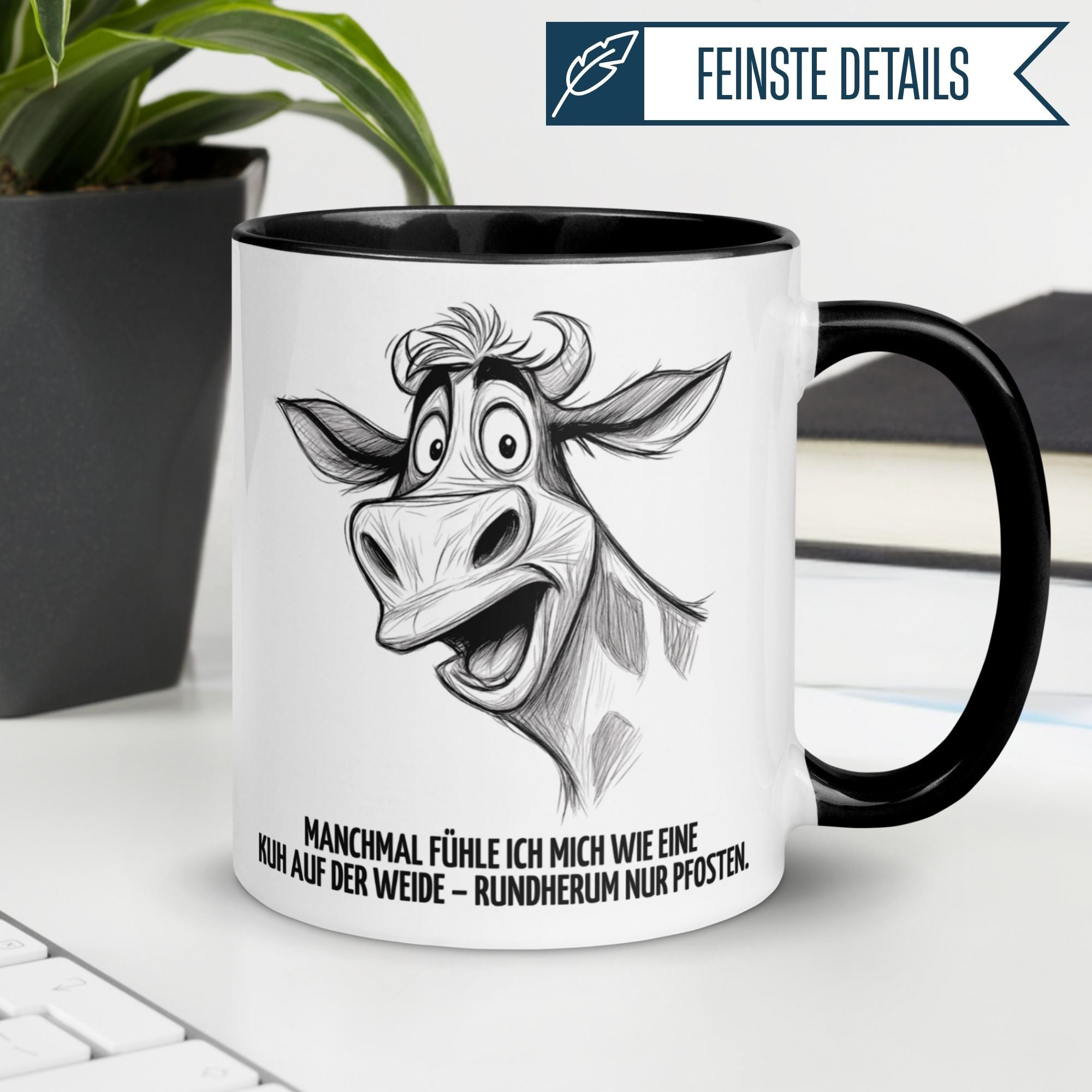 Tasse Kuh – „Wie eine Kuh auf der Weide“ – lustiger Geschenk Becher für Bauern