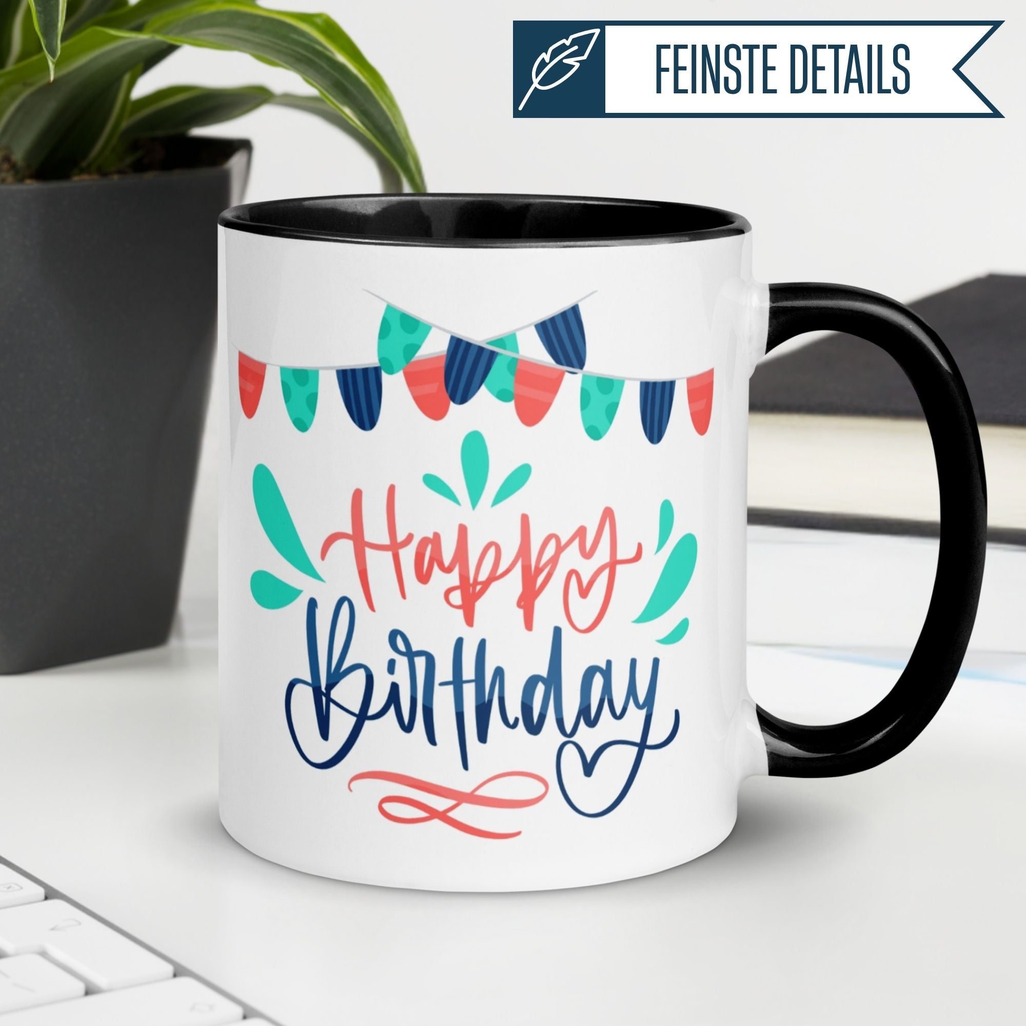 Tasse Geburtstag – „Happy Birthday - Girlanden“ – Geburtstagstasse Mann Frau