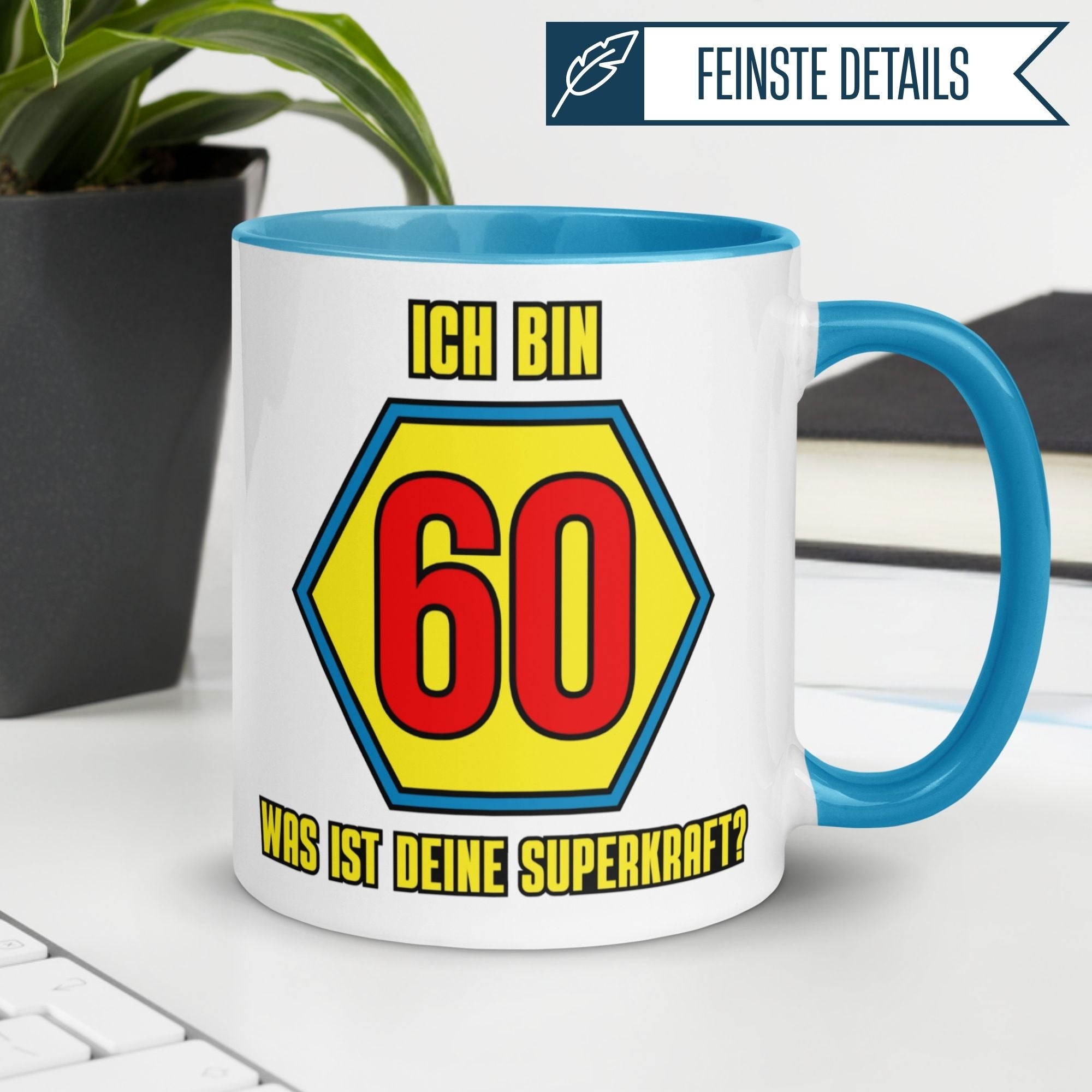 Momentals® Tasse 60. Geburtstag | Superheld & Spruch | Ich bin 60 und was ist deine Superkraft
