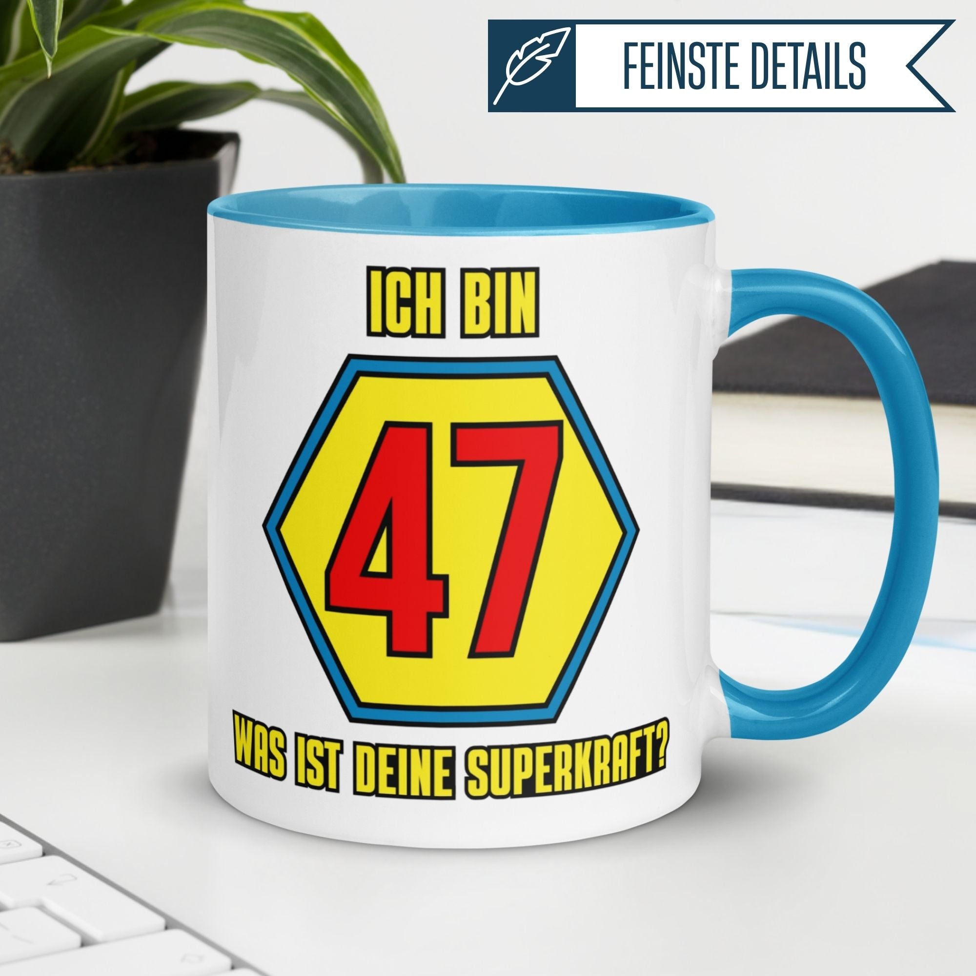 Momentals® Tasse 47. Geburtstag | Superheld & Spruch | Ich bin 47 und was ist deine Superkraft