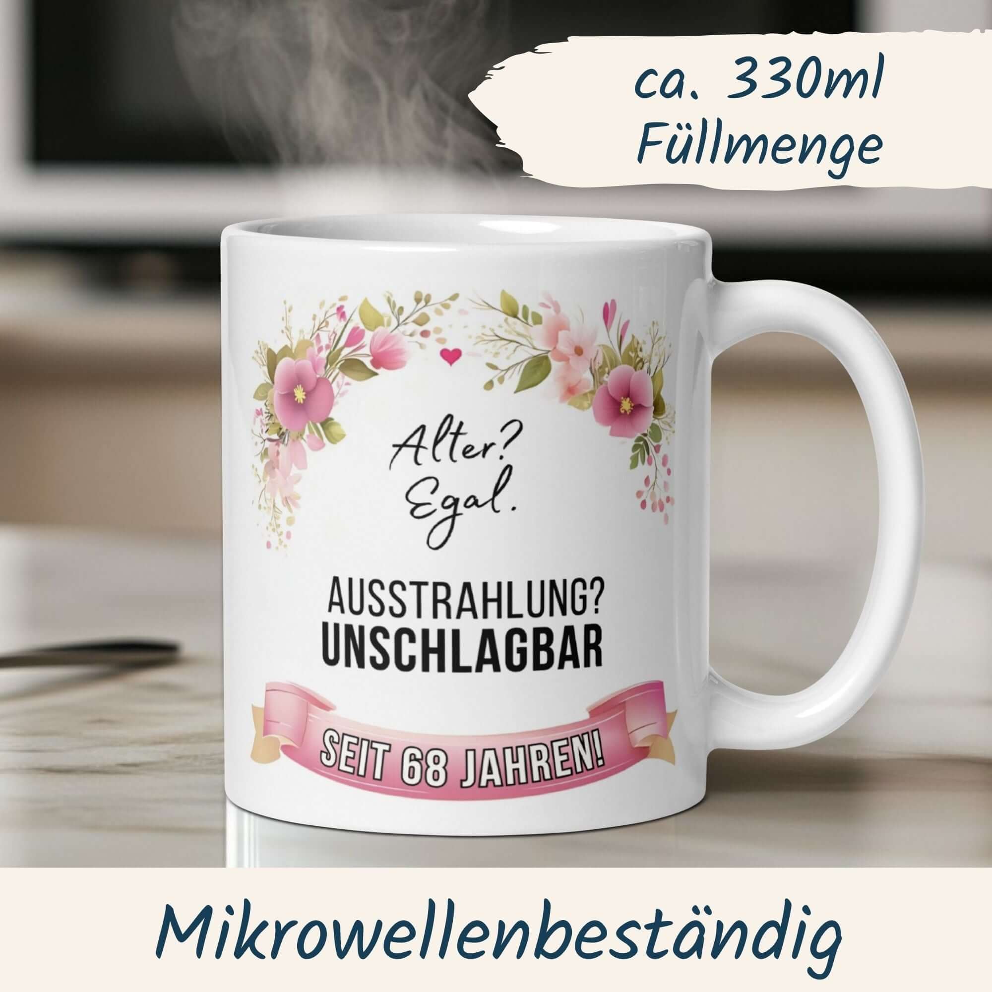 Momentals® Tasse 68. Geburtstag | Blumen & Spruch | Ausstrahlung - Unschlagbar seit 68 Jahren • Momentals