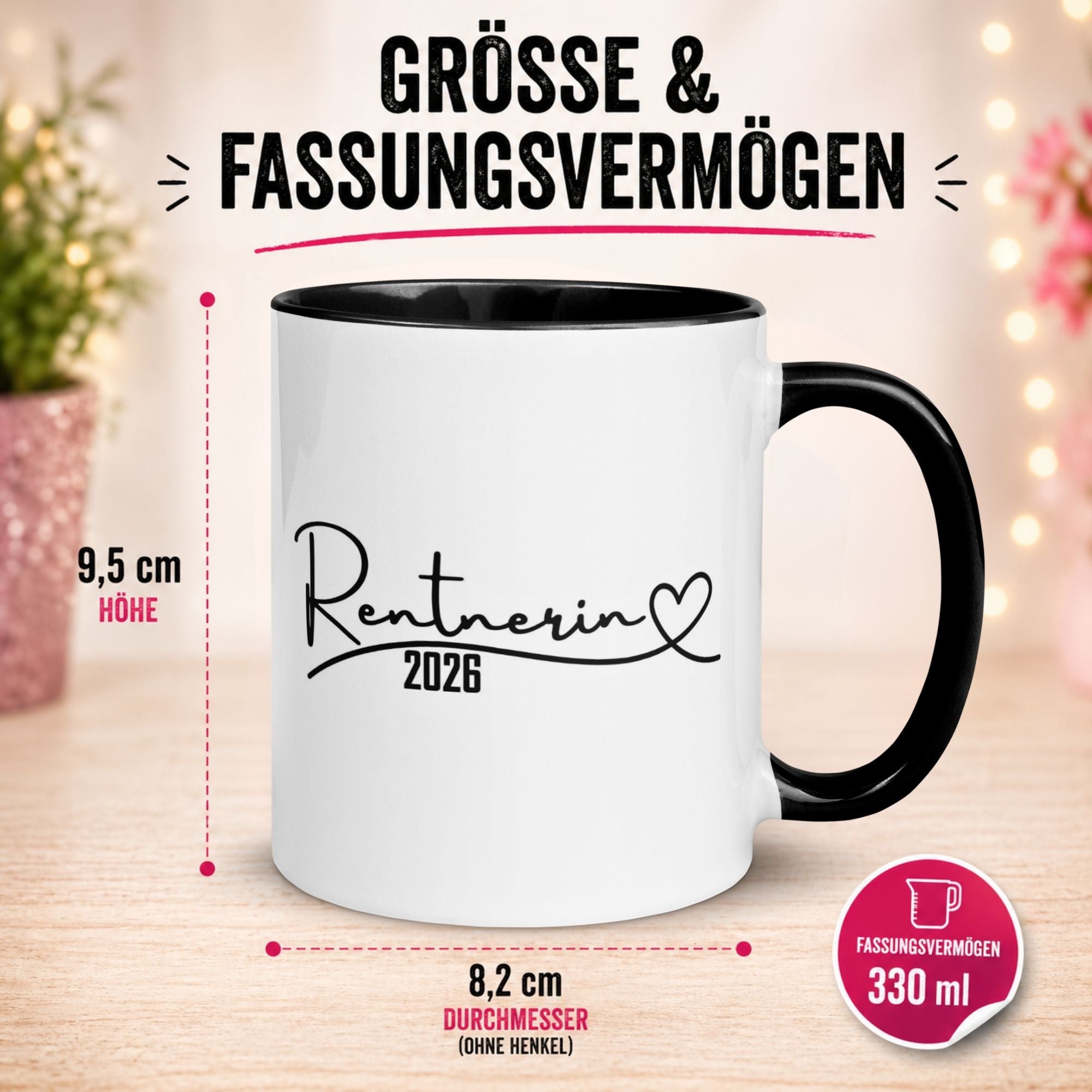 Tasse Rentnerin 2026 – „Rentnerin mit Herz“ – Geschenk Renteneintritt Frau