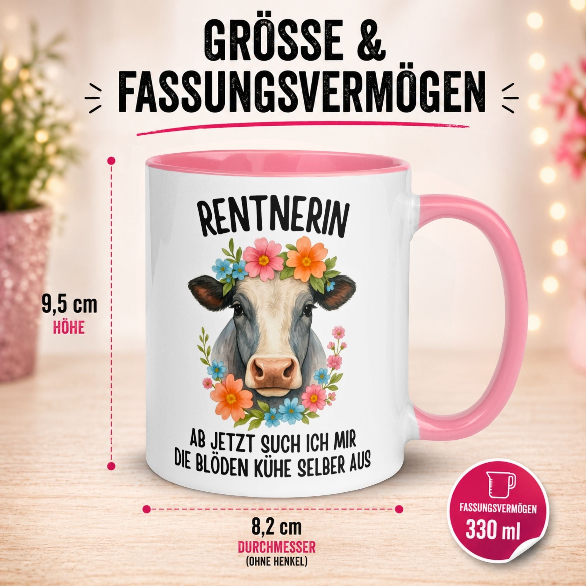 Tasse Rentnerin – „Ab jetzt such ich mir die blöden Kühe selber aus“ – Geschenk Rente Frau
