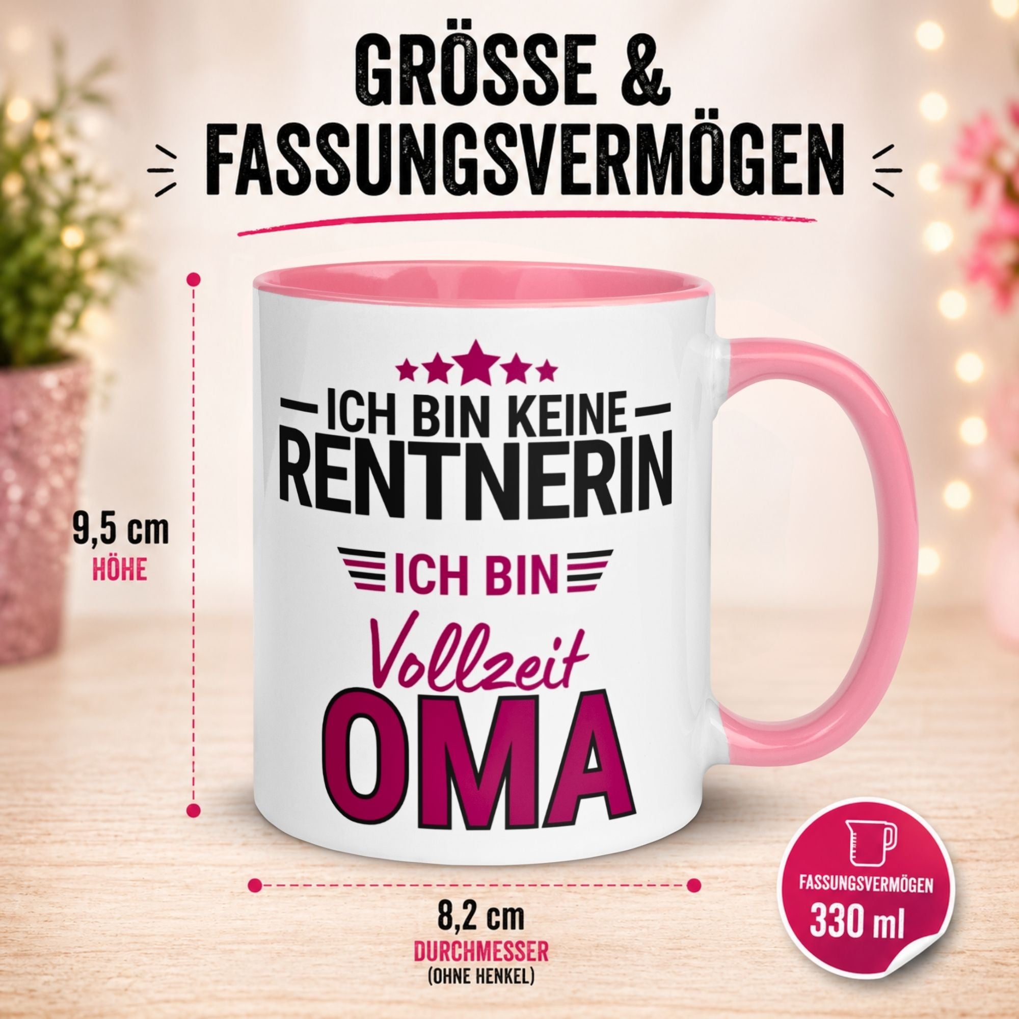 Tasse Rentnerin – „Ich bin keine Rentnerin ich bin Vollzeit Oma“ – Geschenk Rente Frau