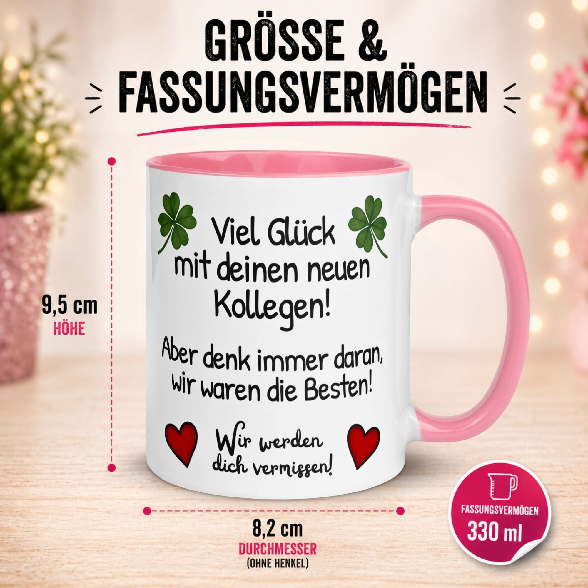 Tasse Abschied – „Viel Glück mit deinen neuen Kollegen“ – Abschiedsgeschenk Kollegin