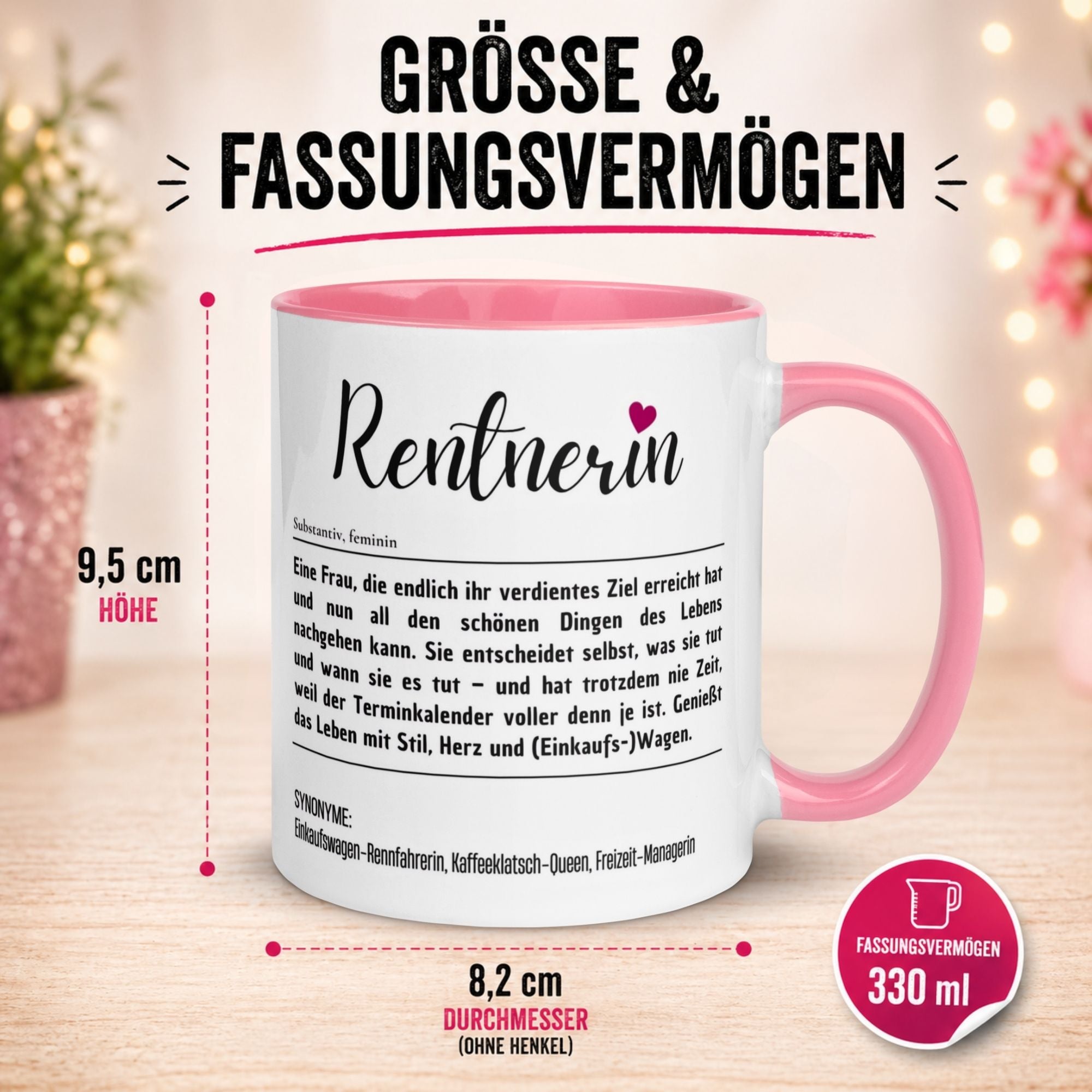 Tasse Rente Frau – „Definition Rentnerin“ – Geschenk Renteneintritt Ruhestand