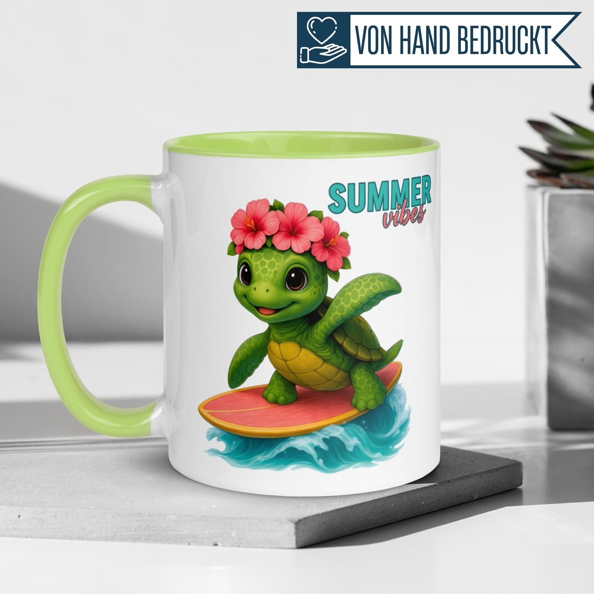 Schildkröte Tasse | Summer Vibes - Surfende Schildkröte