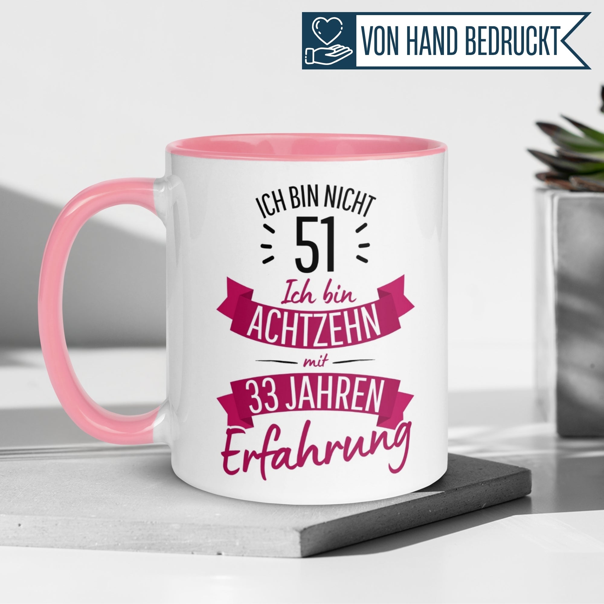 Momentals® Tasse 51. Geburtstag | Sarkasmus & Spruch | Ich bin nicht 51 – Ich hab Erfahrung