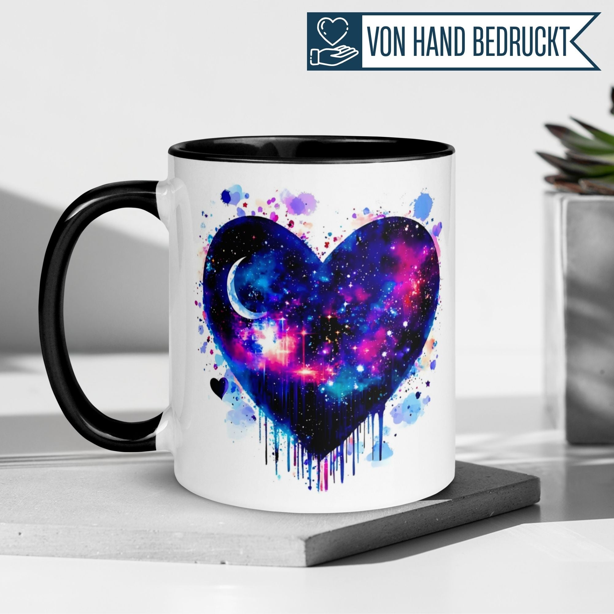 Momentals® Tasse Liebe | Herz & Galaxie | Liebe bis in die Sterne